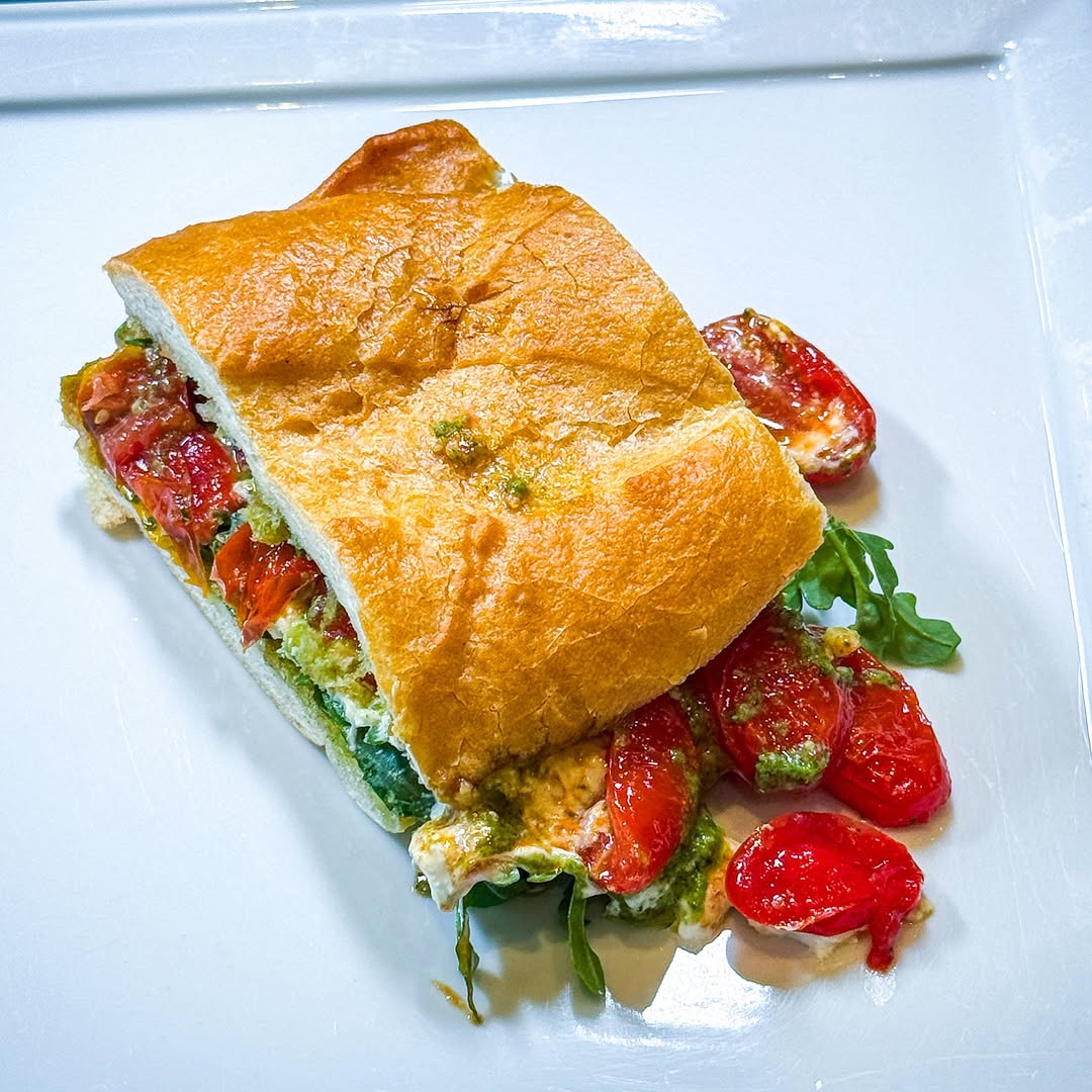 Instagram post by Dr. Mark A. Deuber: One of the best bites in town is at The #DeuberTable 🍽️ Our latest episode featuring this mouth-watering caprese sandwich is live now at @D…