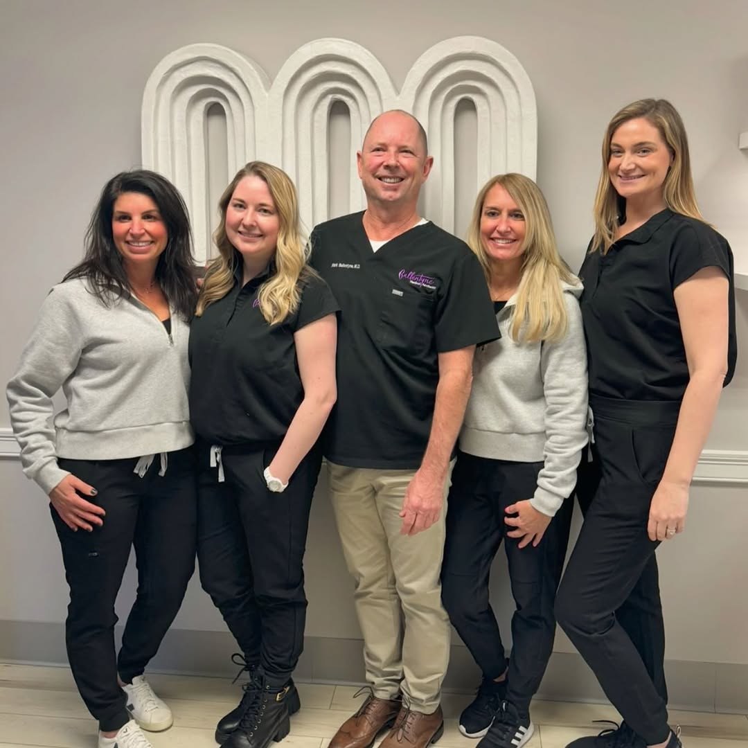 Instagram post by Dr. Mark Ballentyne: 𝑴𝒆𝒆𝒕 𝒕𝒉𝒆 𝒎𝒂𝒅𝒏𝒆𝒔𝒔 𝒃𝒆𝒉𝒊𝒏𝒅 𝒕𝒉𝒆 𝒃𝒆𝒂𝒖𝒕𝒚! Our team has your best interest, and looks, at heart. We tailor each treatm…