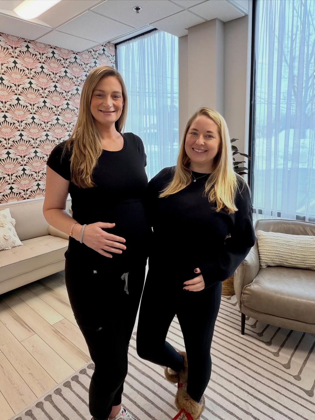 Instagram post by Dr. Mark Ballentyne: Double the glow, double the love. ✨ Two beautiful moms-to-be and one bittersweet goodbye as we send one of our favorites off on maternity le…