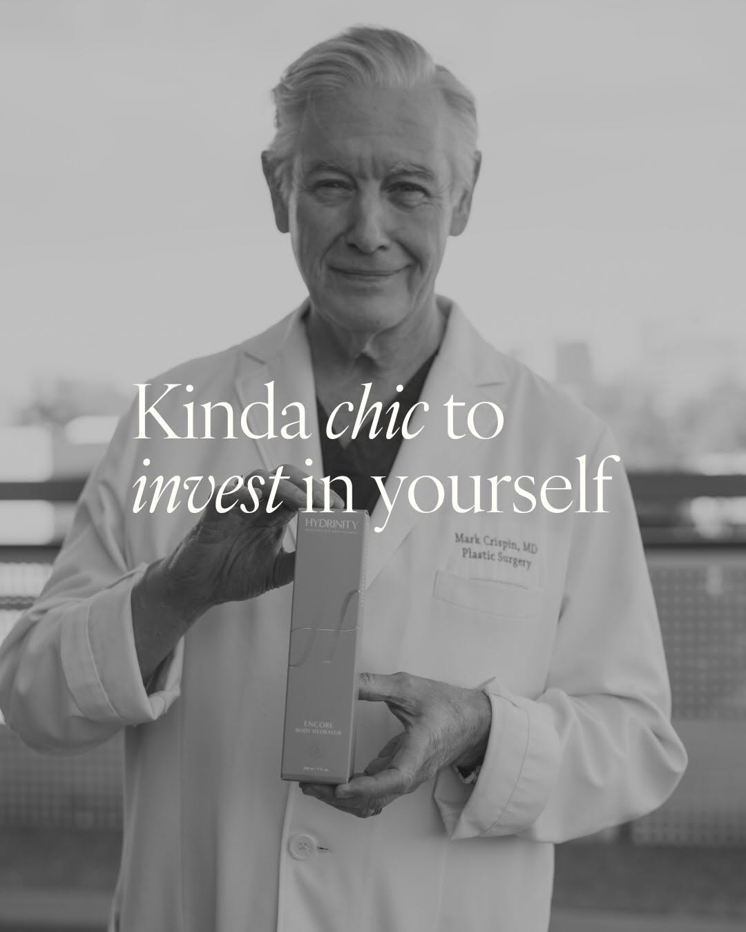 Instagram post by Dr. Mark Crispin: Kinda chic to choose a board-certified plastic surgeon. Kinda chic to become your favorite version of yourself. Kinda chic to have a team yo…