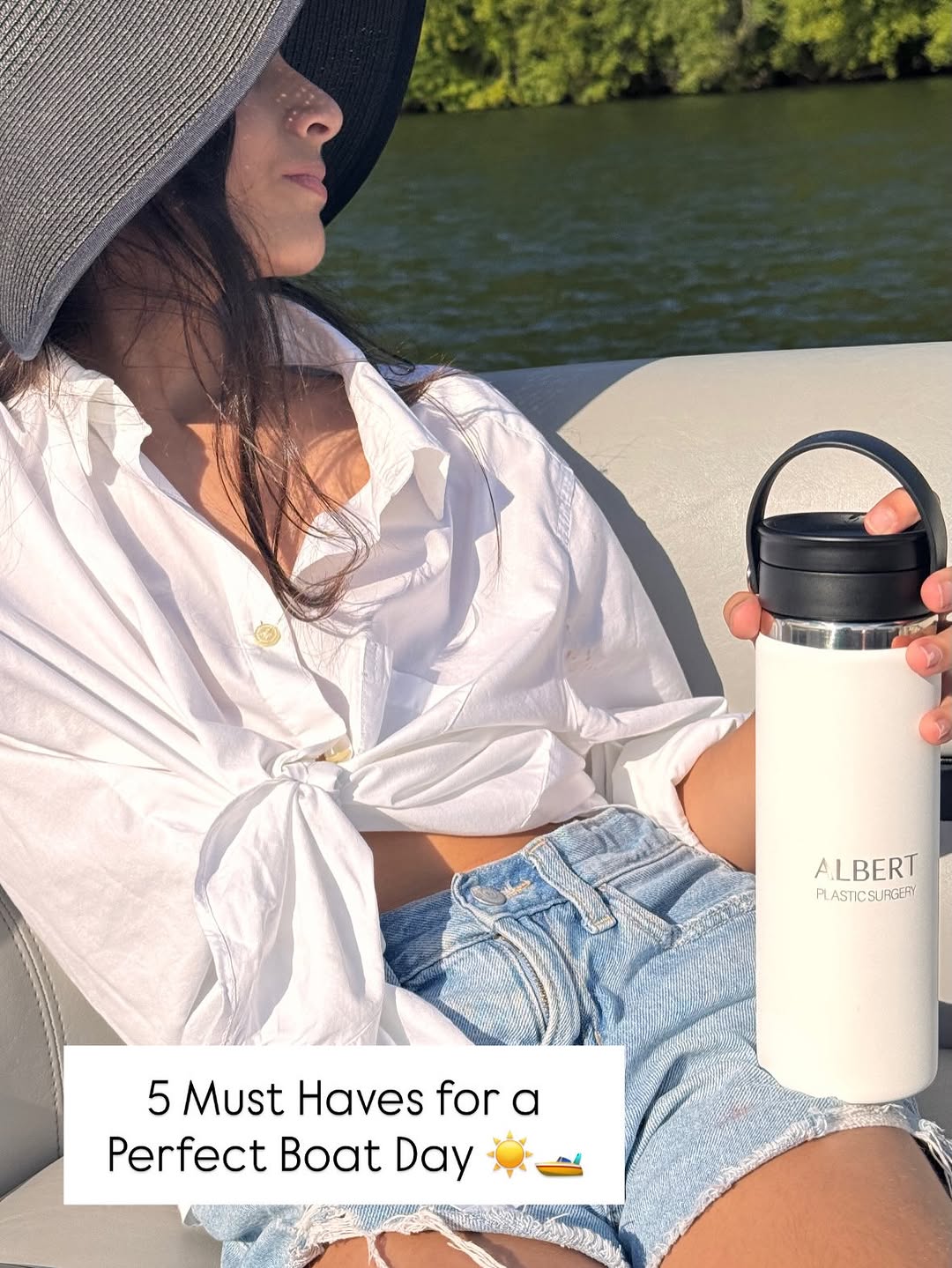 Instagram post by Dr. Mark G. Albert: A little reminder from your aesthetician ☀️🤍 Enjoy the sunshine, protect your skin, stay hydrated, and don’t forget to enjoy the moments th…