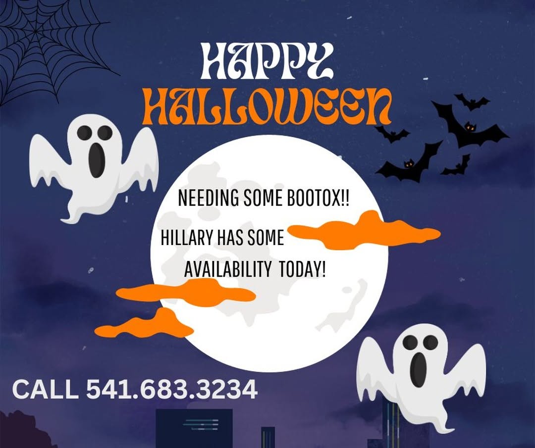 Instagram post by Dr. Mark L. Jewell: HAPPY HALLOWEEN! Hillary Jewell FNP has time for some BOOTOX today. Call 541.683.3234 to schedule an appointment. #botox #dysport #injectabl…
