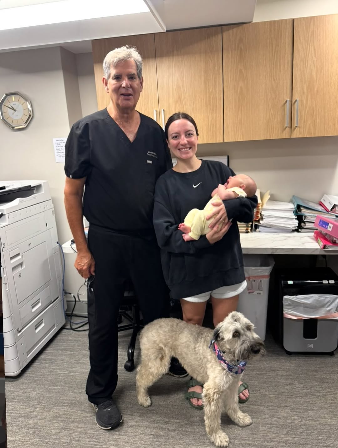 Instagram post by Dr. Mark Mandell-Brown: Our Patient Coordinator Sidney had a beautiful baby girl!!👶🍼💗 It was so great for all to meet her!! #mandellbrownplasticsurgery #bestplas…