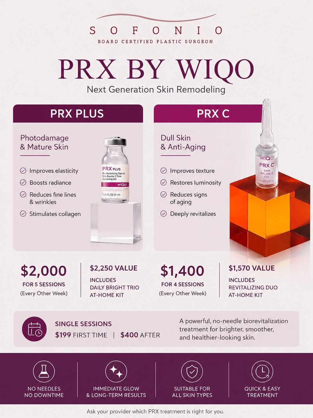 Instagram post by Dr. Mark Sofonio: ✨ Your glow-up called… it wants PRX. ✨ Meet PRX by WiQo — next-generation skin remodeling designed to refresh, smooth and revitalize your sk…