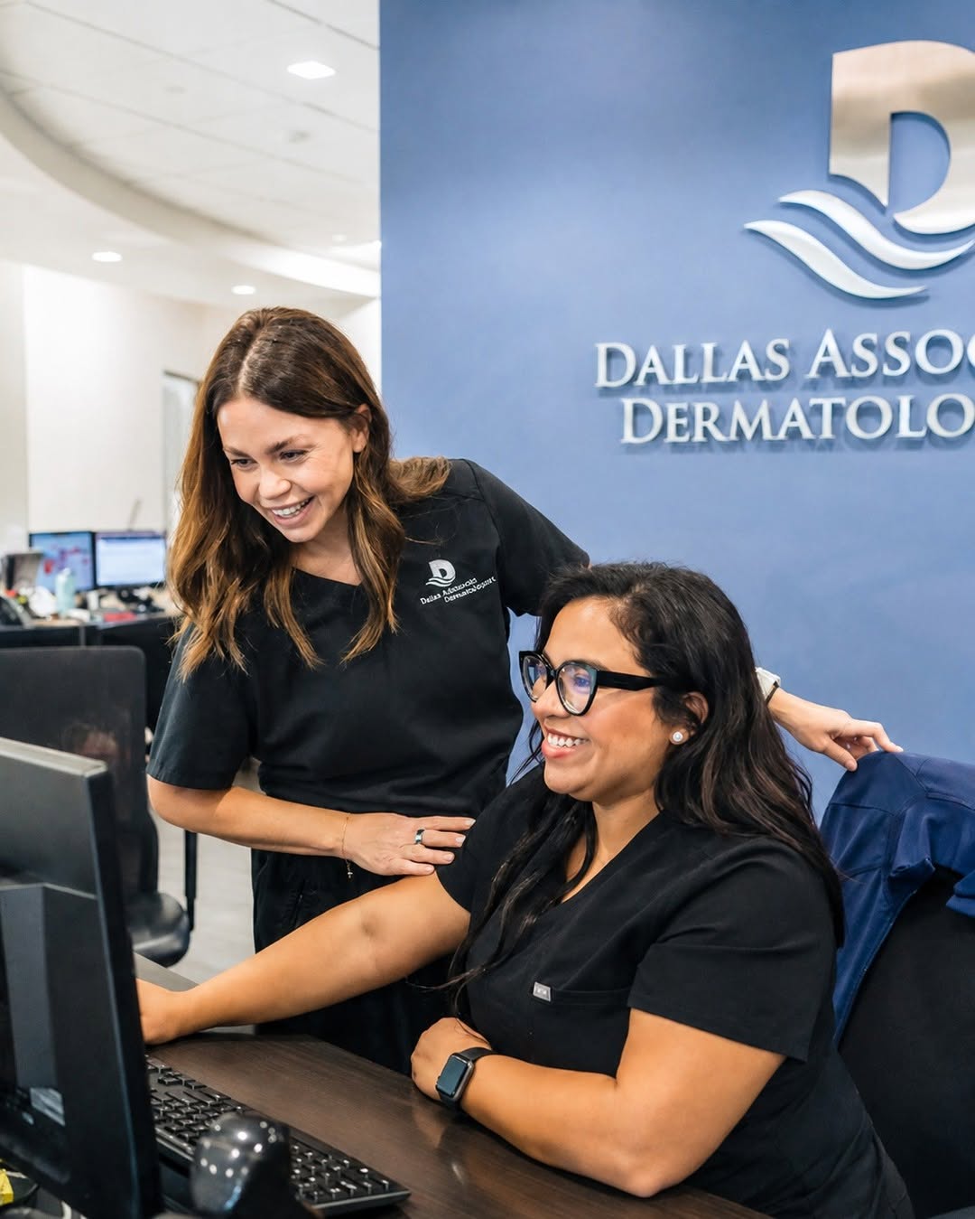 Instagram post by Dr. Mary Fleischli: We’re all smiles this morning as we gear up for a busy day of helping our patients look and feel their best. Our Plano and Preston/Royal loc…
