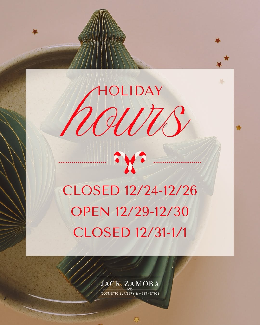 Instagram post by Dr. Mary-Margaret Kober: Holiday Mode: ON 🎄❤️ We will have special holiday hours as we take time to celebrate the season with family and friends. Happy holidays✨
