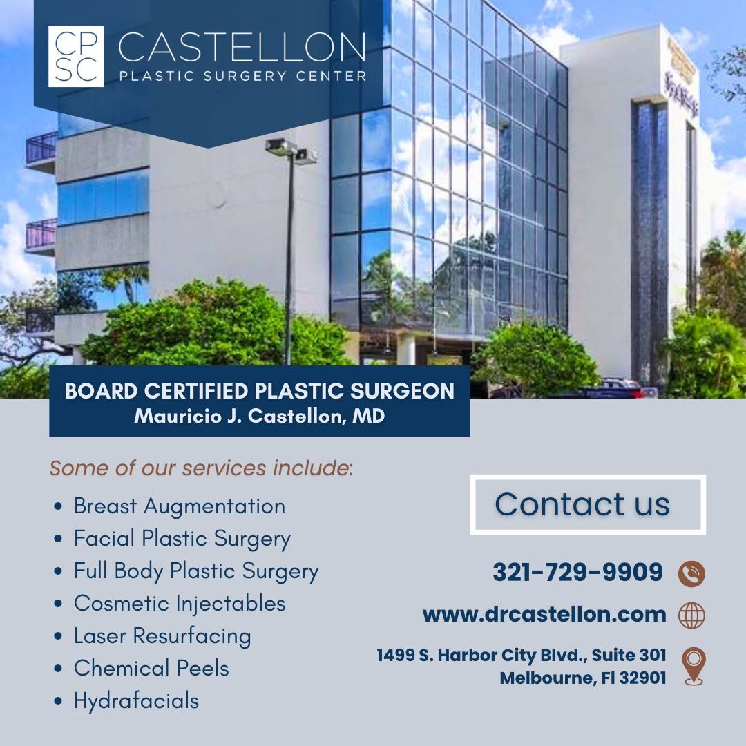 Instagram post by Dr. Mauricio J. Castellon: Ready to embark on your aesthetic transformation? Contact Castellon Plastic Surgery Center today! 📍1499 S. Harbor City Blvd, Suite 301 Melb…
