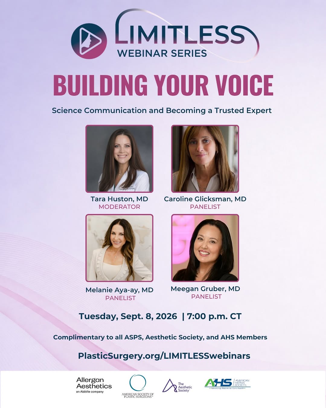Instagram post by Dr. Meegan Gruber: Join us on September 8 for the next LIMITLESS Webinar Series as we explore science communication, building credibility, and finding your voi…
