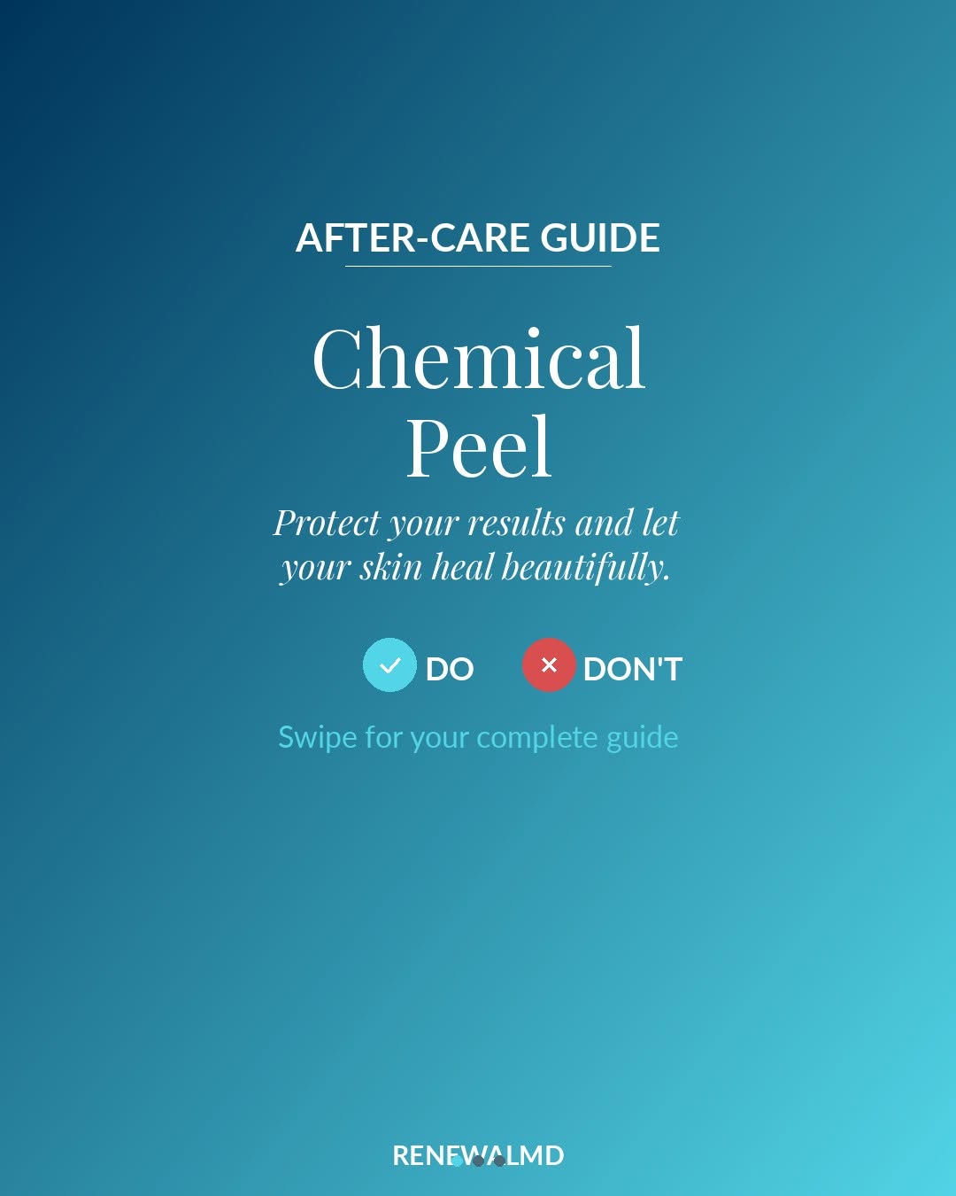 Instagram post by Dr. Meghan K. McGovern: Just had a chemical peel? Here's your complete after-care guide. ✨ Swipe for the dos and don'ts that will protect your results and help your…