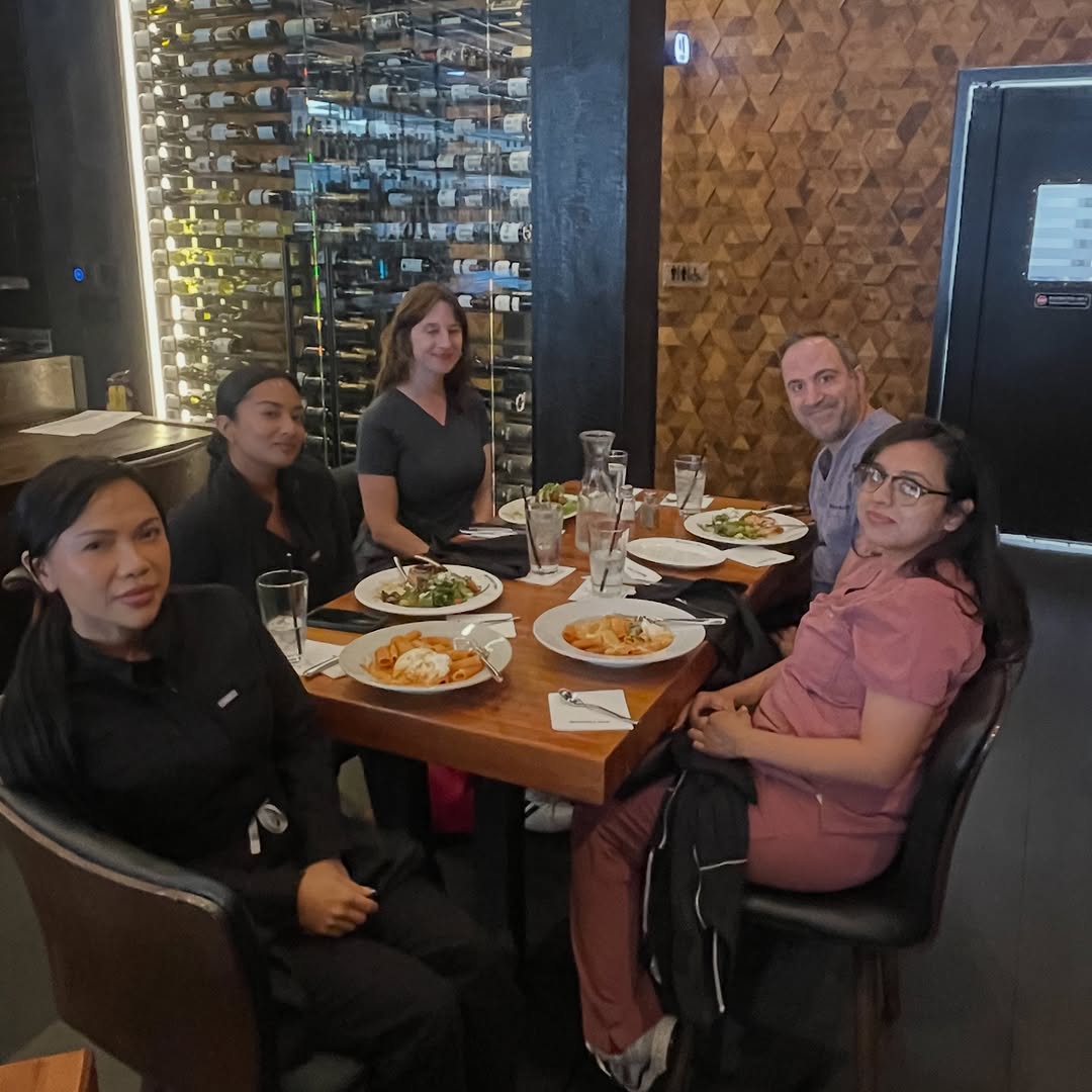 Instagram post by Dr. Mehryar (Ray) Taban: Staff lunch to celebrate our manager’s birthday. #teamwork #oculoplastics #drtaban #tabanmd
