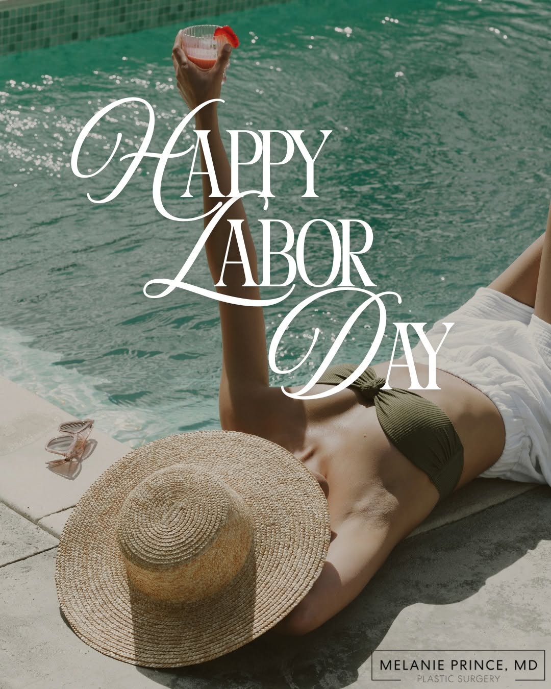 Instagram post by Dr. Melanie Prince: Happy Labor Day! ✨ Wishing you a day filled with sunshine, good company, and a little extra time to unwind. ❤️🤍💙