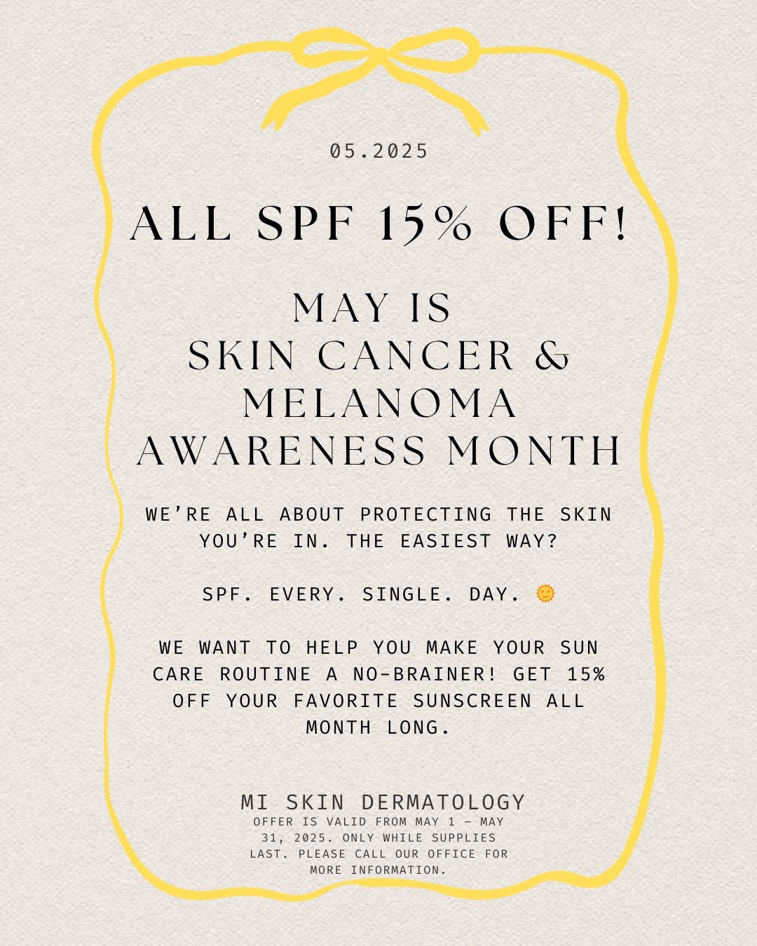 Instagram post by Dr. Melda A. Isaac: May is Melanoma Awareness Month, and we’re all about protecting the skin you’re in. The easiest way? SPF. Every. Single. Day. 🌞 - Get 15% O…
