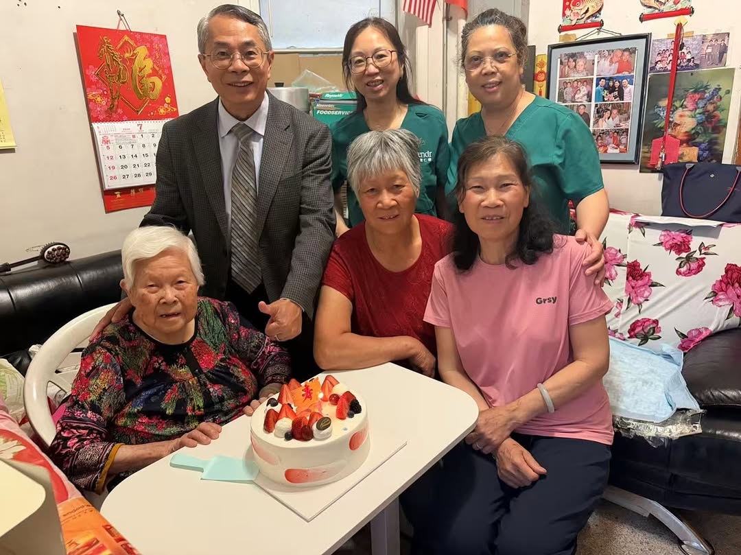Instagram post by Dr. Melissa M. Chan: Dr. Henry Chen, Internal Medicine, and his care team recently visited a longtime patient in Chinatown to celebrate her 94th birthday. Over m…