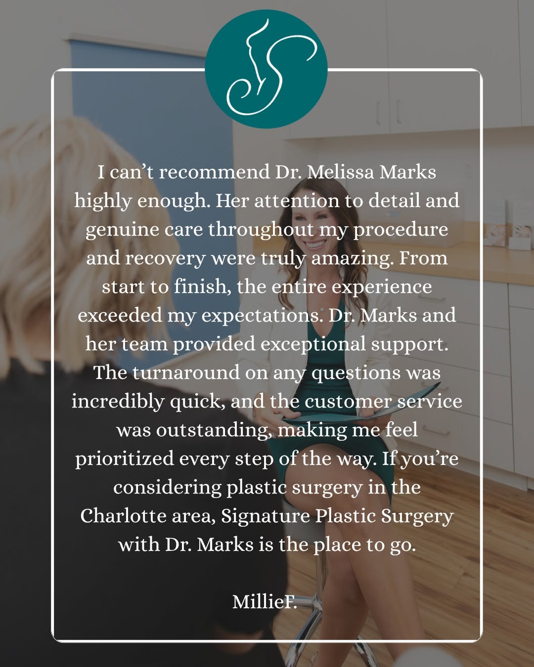 Instagram post by Dr. Melissa Marks, DO, FACOS: Your experiences and feedback mean more than you know. Thank you for choosing us, trusting us, and taking the time to share your kind words!…