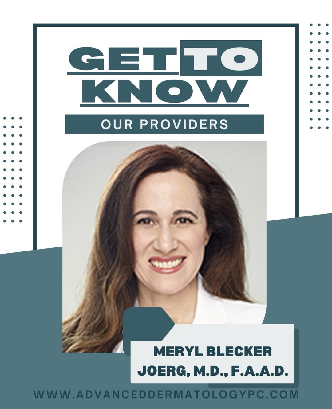 Instagram post by Dr. Meryl Blecker Joerg: ✨ Provider Spotlight: Dr. Joerg, M.D., F.A.A.D. ✨ Dr. Meryl Joerg is an internationally trained cosmetic dermatologist and Assistant Clinica…