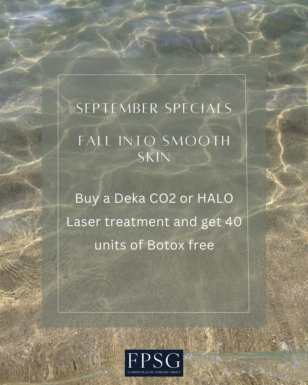 Instagram post by Dr. Michael A. Fallucco: This month you can buy a Deka CO2 or HALO Laser treatment and get 40 units of Botox free! #septemberspecials #botox #co2 #halo #fall
