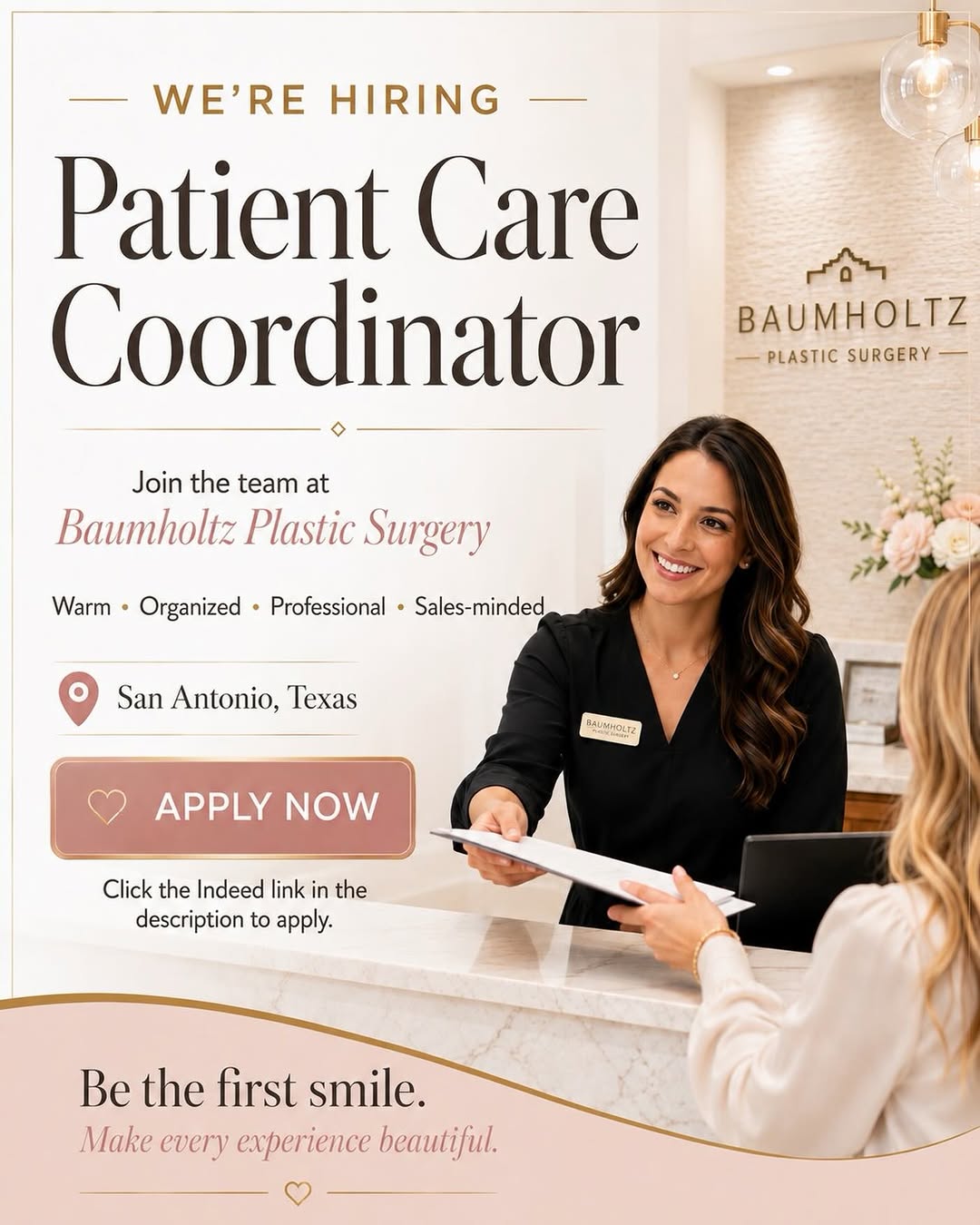 Instagram post by Dr. Michael Baumholtz: We're hiring! click the link to apply: https://www.indeed.com/viewjob?jk=5bcdcf74907c798d&from=shareddesktop_copy