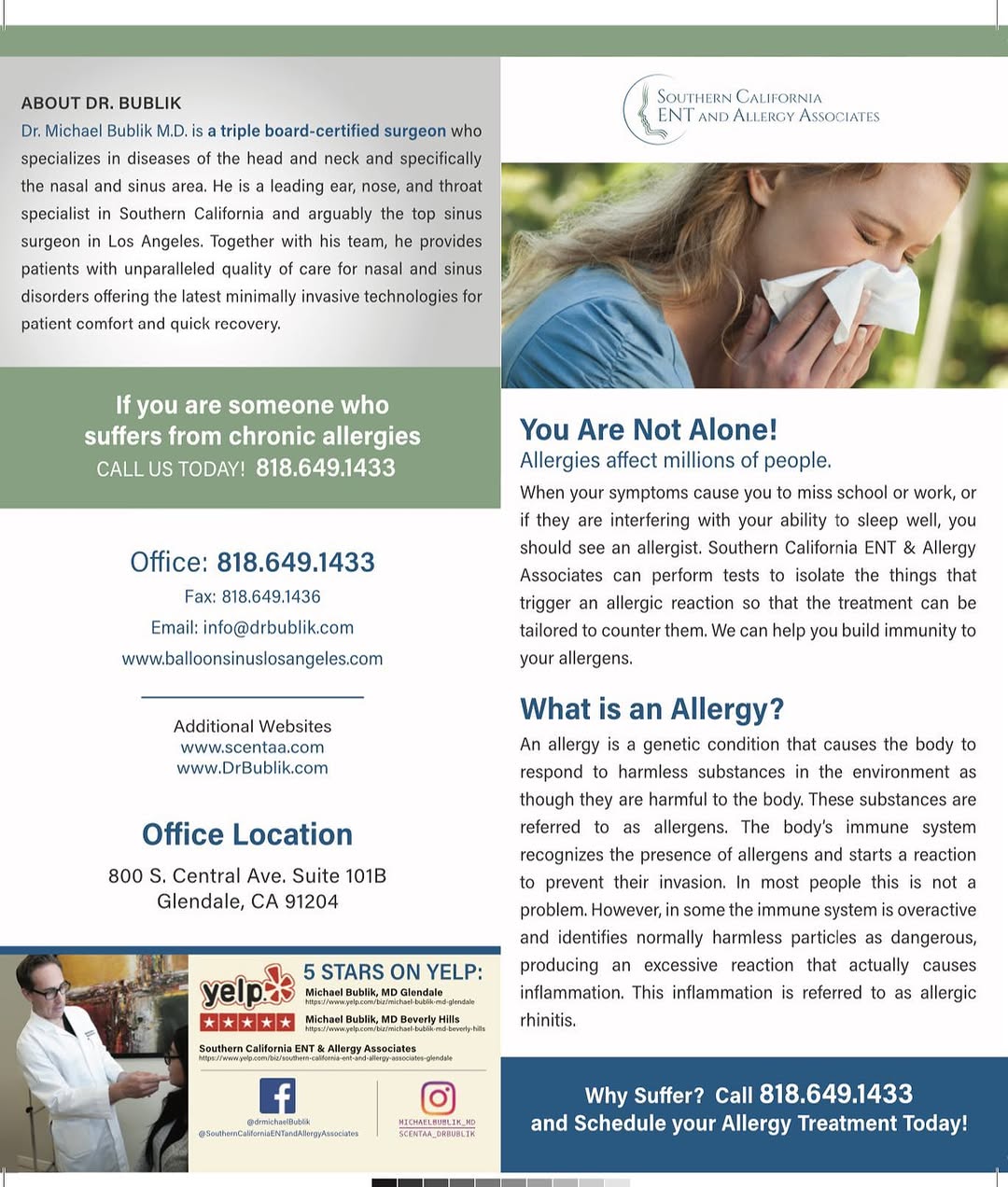 Instagram post by Dr. Michael Bublik: Do you suffer from allergies? YOU ARE NOT ALONE! Schedule an appointment with Dr. Bublik today to find out the simple and non Invasive treat…