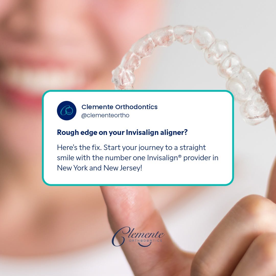 Instagram post by Dr. Michael Clemente, D: Rough edge on your Invisalign® aligner rubbing your cheek or gums the wrong way? Try smoothing it with a clean nail file or covering it with…