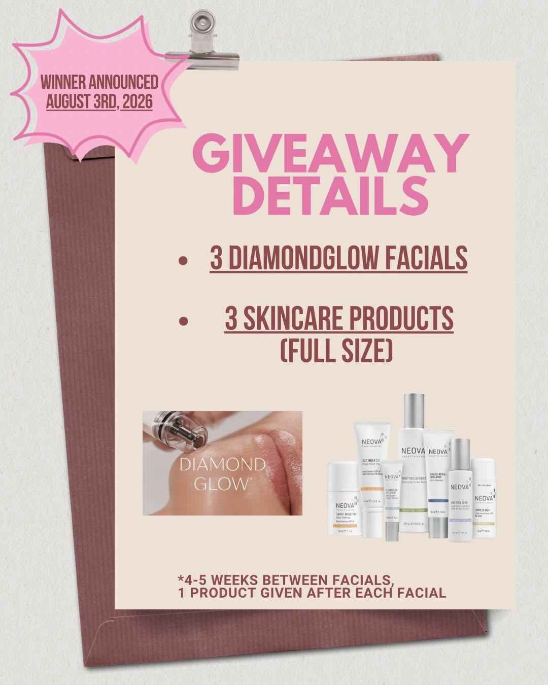 Instagram post by Dr. Michael Diaz: ✨ GLOW BIG. WIN BIG. ✨ We’re celebrating beautiful skin with an incredible giveaway! 💎 🎉 one lucky winner will receive 3 FREE DiamondGlow®…