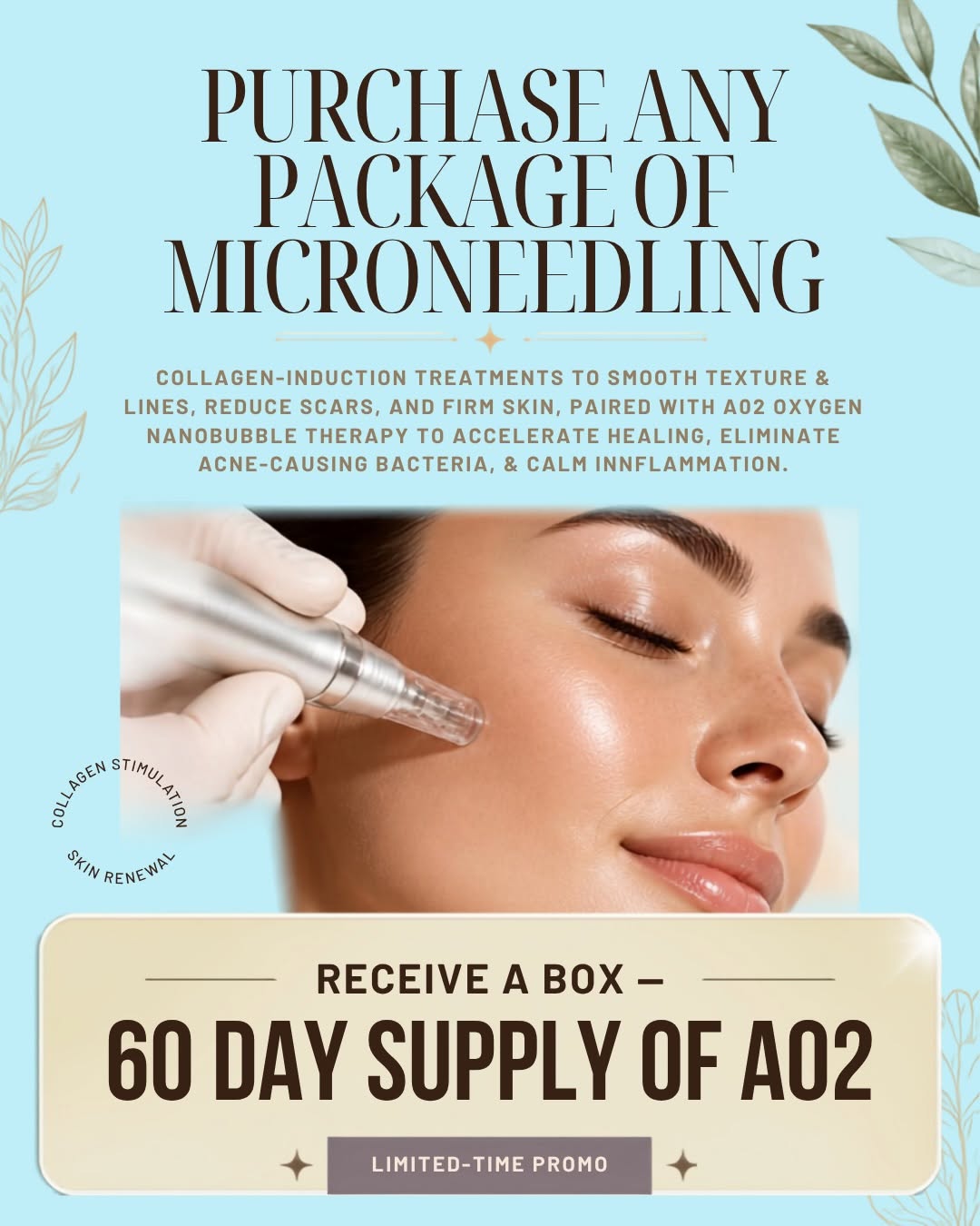 Instagram post by Dr. Michael Diaz: Microneedling + AO₂ ✨ Ready to take your skin goals to the next level? 🤩 Microneedling stimulates collagen production to improve the appear…
