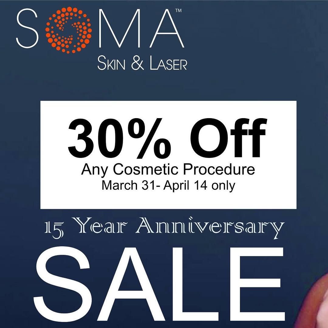 Instagram post by Dr. Michael Ehrenreich: Save 30% on almost any cosmetic procedure during our 15 year anniversary sale, 3/31-4/14. Save on botox, fillers, laser hair removal, CO2 la…