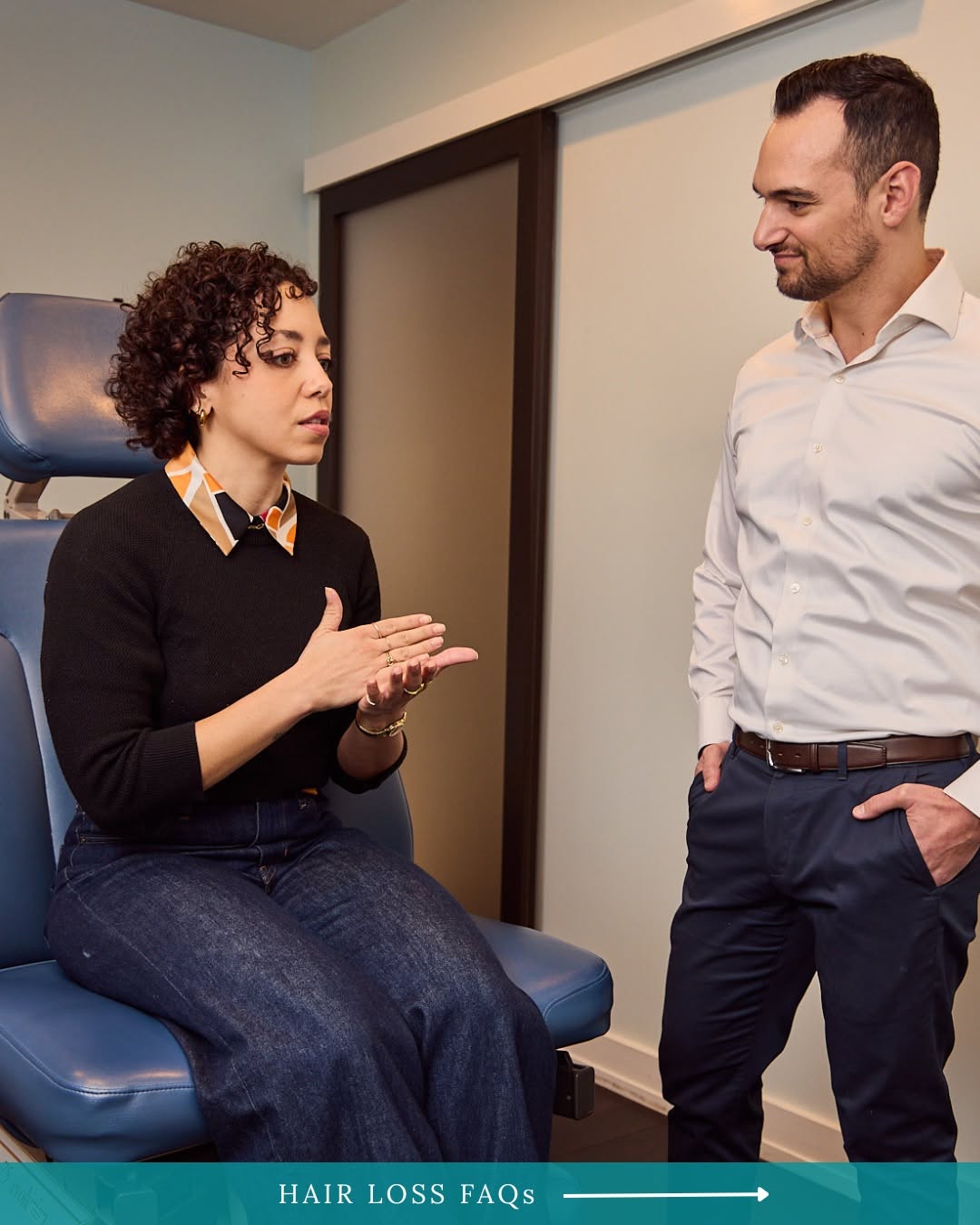 Instagram post by Dr. Michael Eidelman: Hair Loss FAQ 👉 Noticing more shedding, thinning, or a widening part? Hair loss is common, but the cause is not always the same. Proper der…