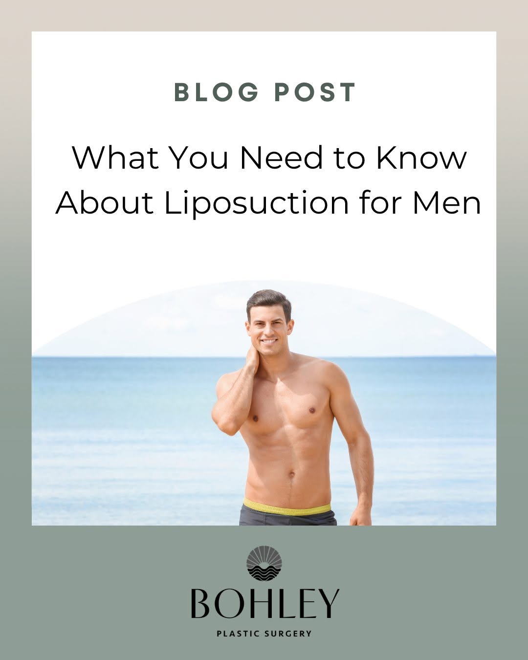 Instagram post by Dr. Michael F. Bohley: Stubborn fat that won't budge no matter what you do at the gym? You're not alone, and you're not stuck with it. Liposuction for men works di…