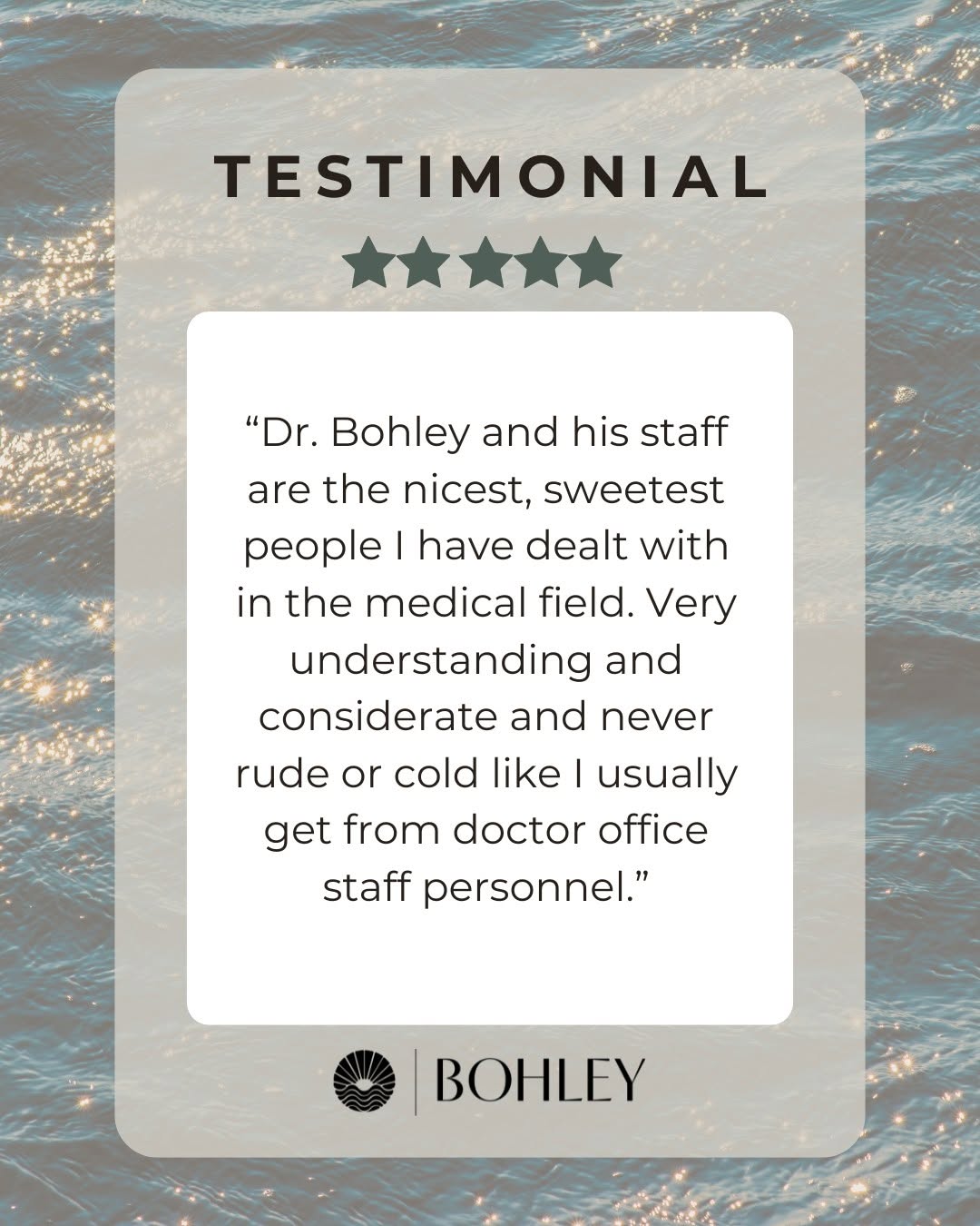 Instagram post by Dr. Michael F. Bohley: Thank you so much for this. Being treated with warmth and respect should be the standard, not the exception, and we work hard to make sure e…
