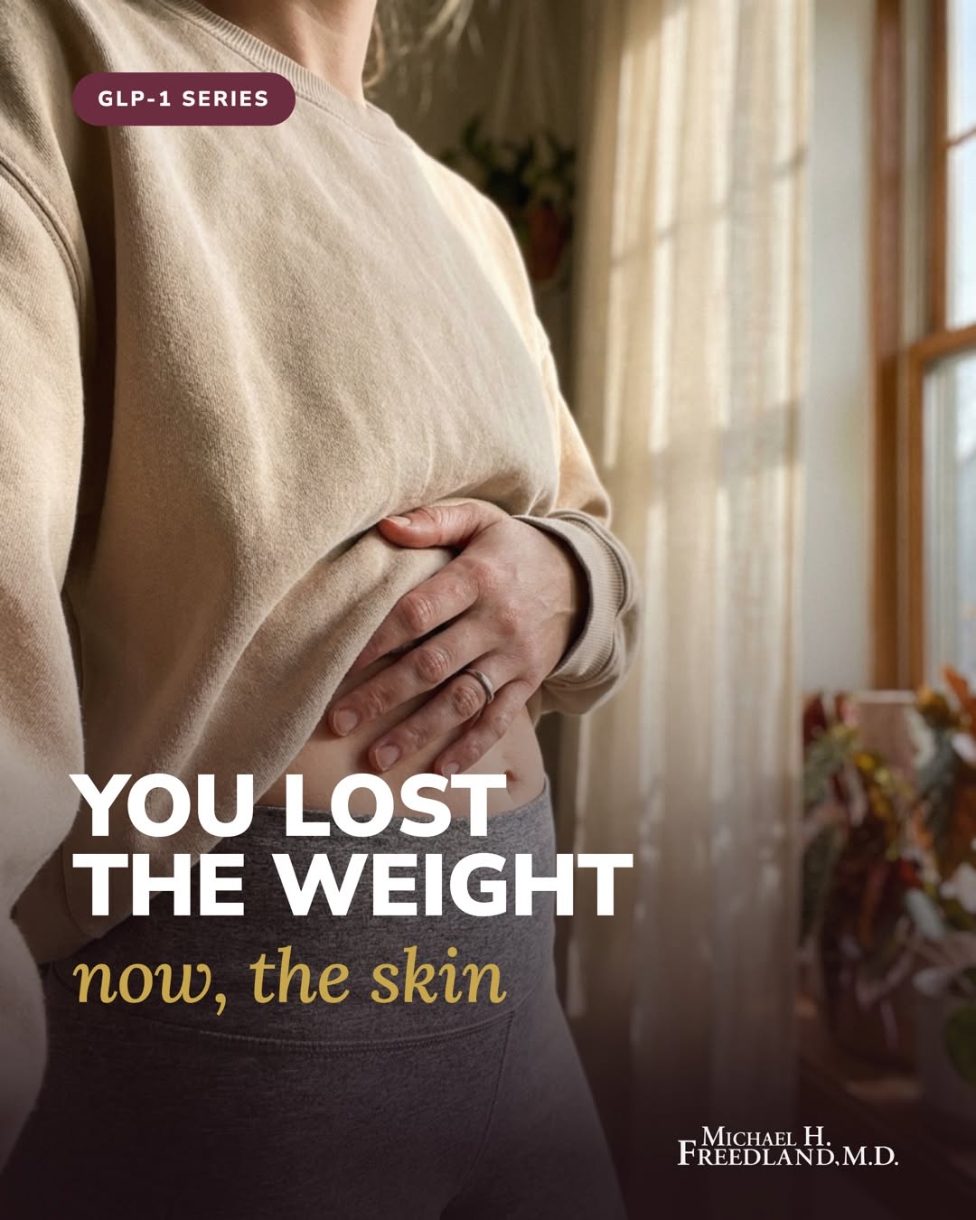 Instagram post by Dr. Michael Freedland: You did the hard part and lost the weight. Then the skin does not bounce back the way you hoped. Here are 5 areas GLP-1 patients are surpris…