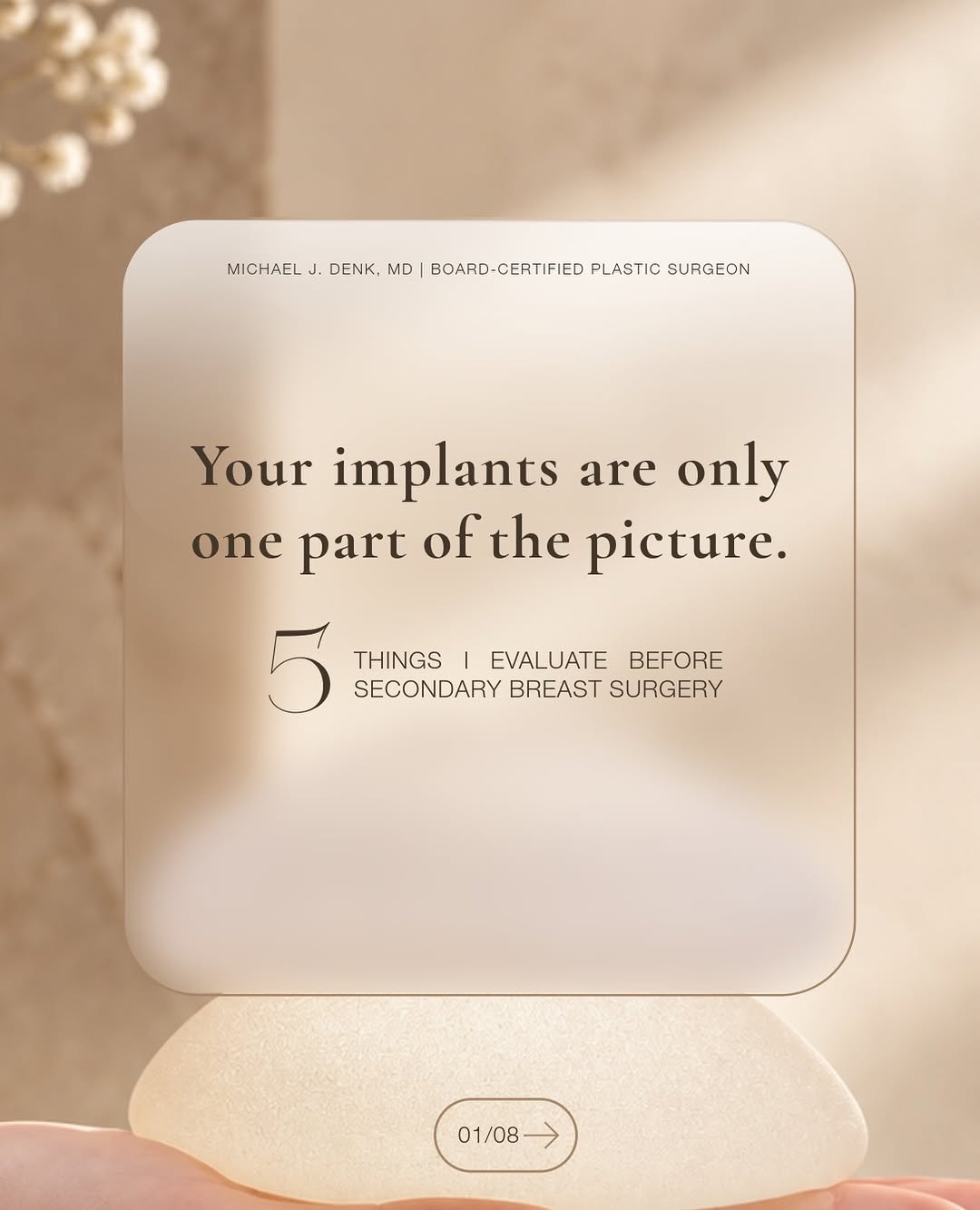 Instagram post by Dr. Michael J. Denk: Breast surgery the second time around is a different conversation. I find these cases incredibly rewarding because I have the opportunity to…
