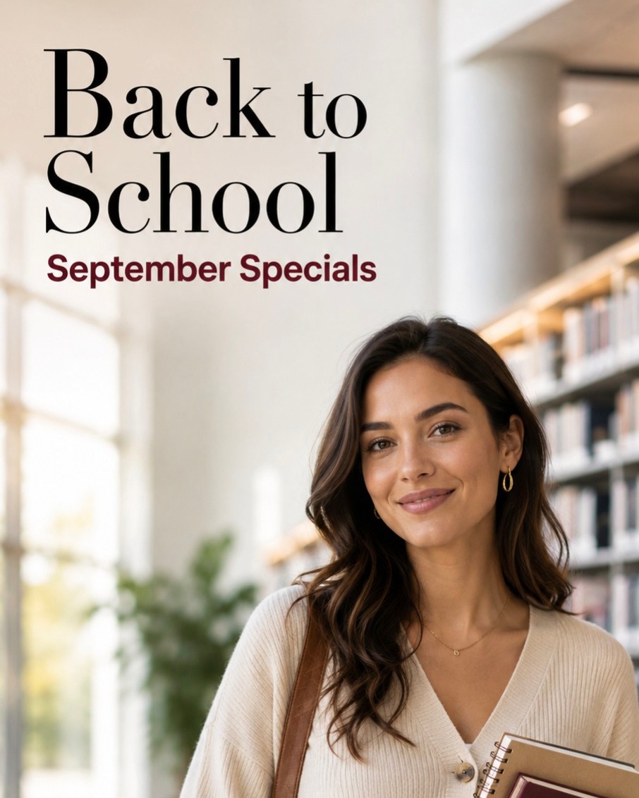 Instagram post by Dr. Michael J. Schenden: Back to School Savings: Elevate Your Glow This September! Treat yourself to our Back to School specials and refresh your routine this season…
