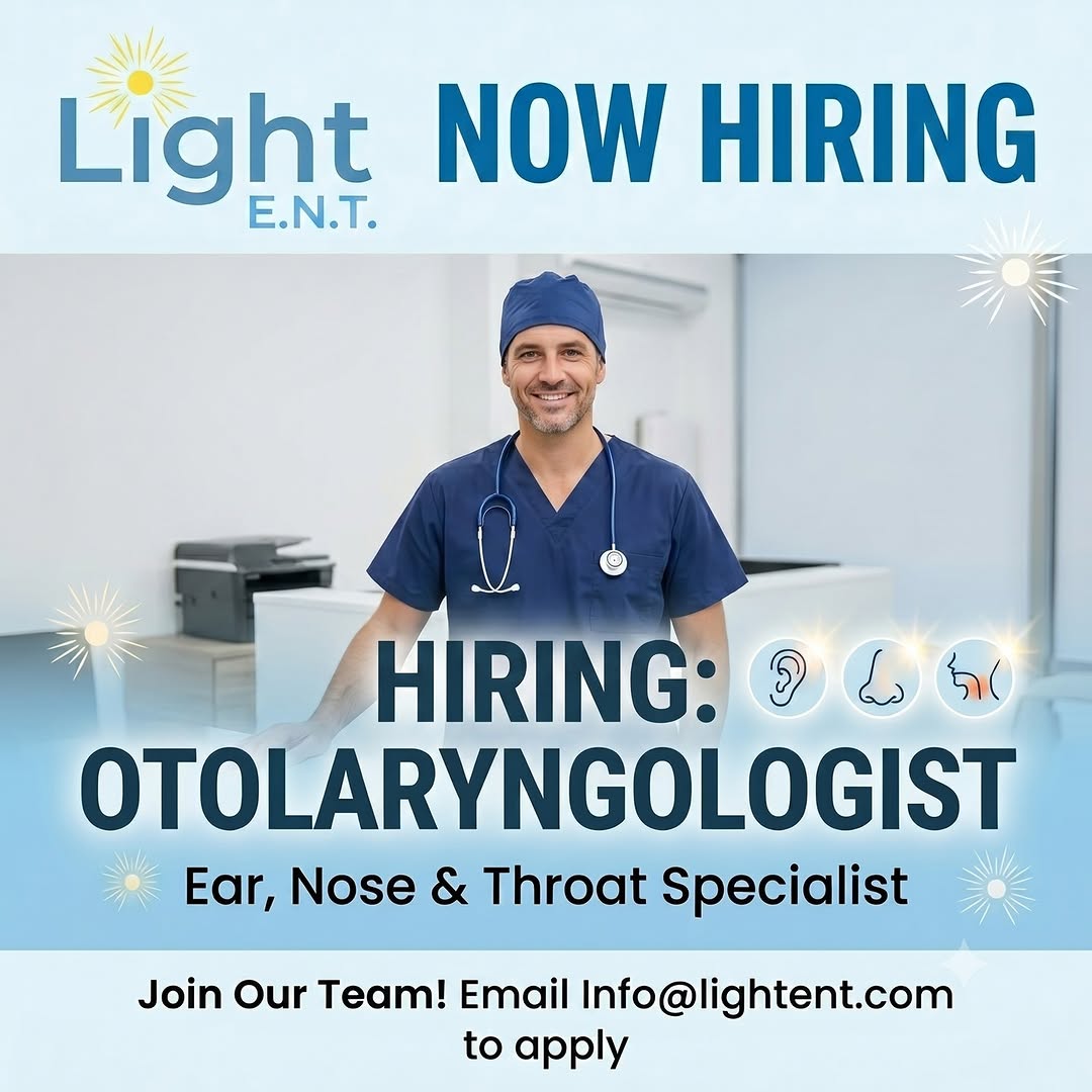 Instagram post by Dr. Michael L. Schwartz: We're excited to announce that Light ENT is expanding our team! We are located in beautiful Central Palm Beach County, Florida. We are curre…