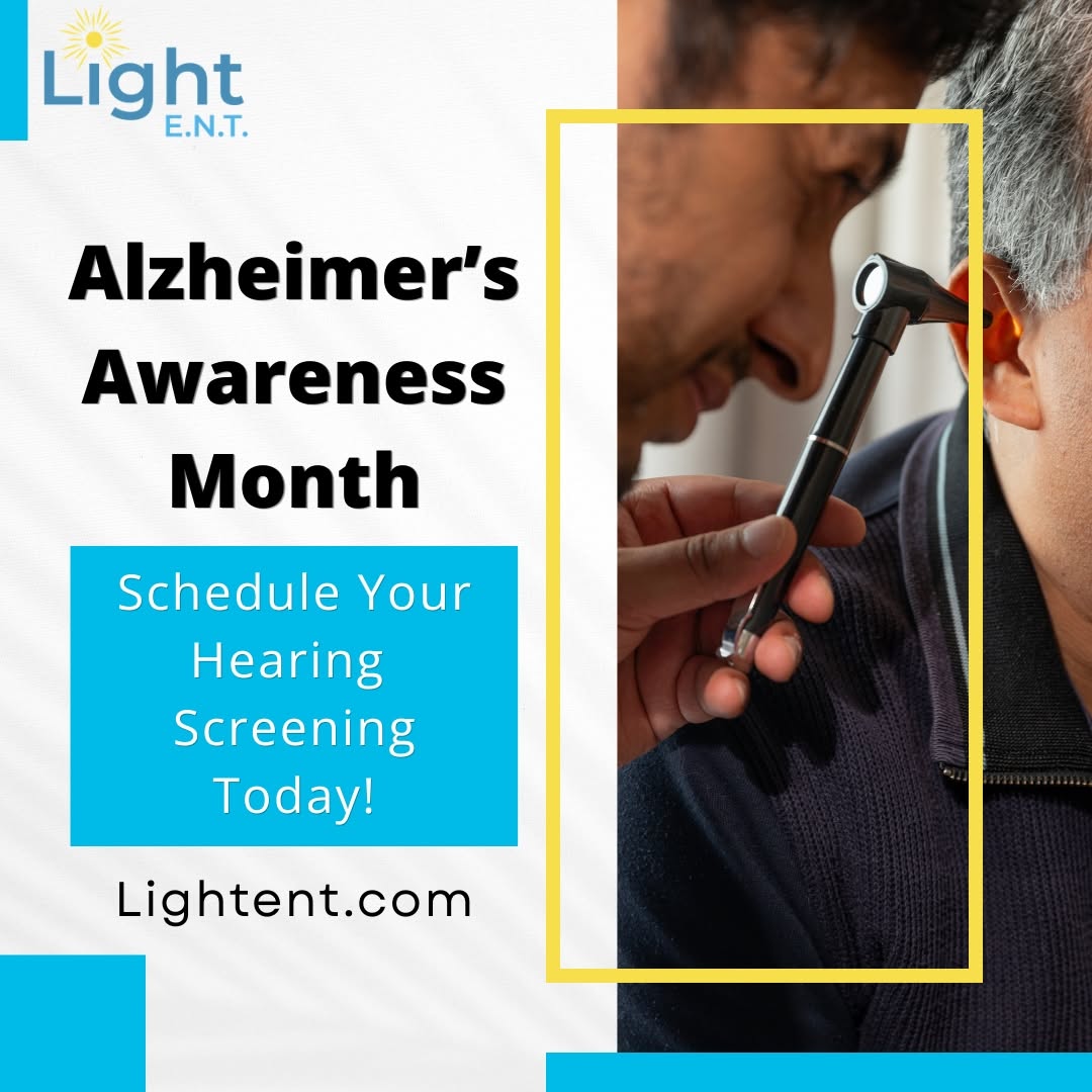 Instagram post by Dr. Michael L. Schwartz: Untreated hearing impairment is often mistaken for memory loss. 👂 This June, protect your loved ones' cognitive health. Contact Light E.N.T…