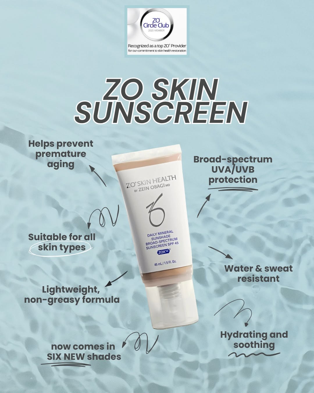 Instagram post by Dr. Michael L. Spann: ZO Skin Health Daily Mineral Sunshade SPF 45 is now available in SIX new shades designed to blend seamlessly across all skin tones and types…