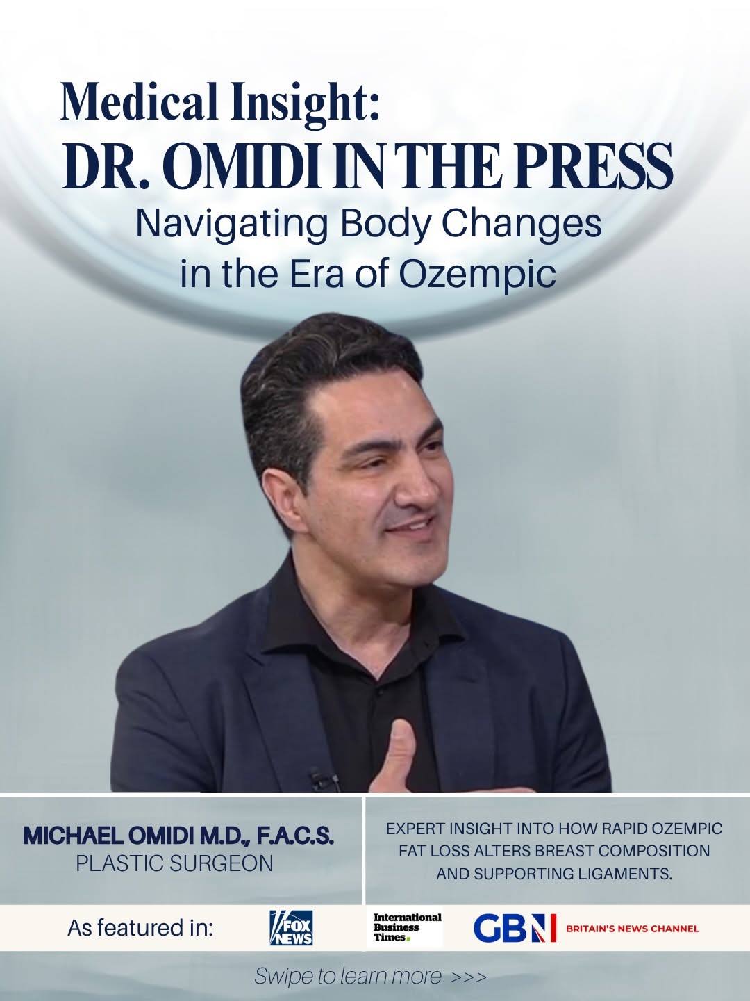Instagram post by Dr. Michael M. Omidi: How do GLP-1 medications alter body composition? As weight-loss treatments scale globally, double board-certified plastic surgeon Dr. Michae…