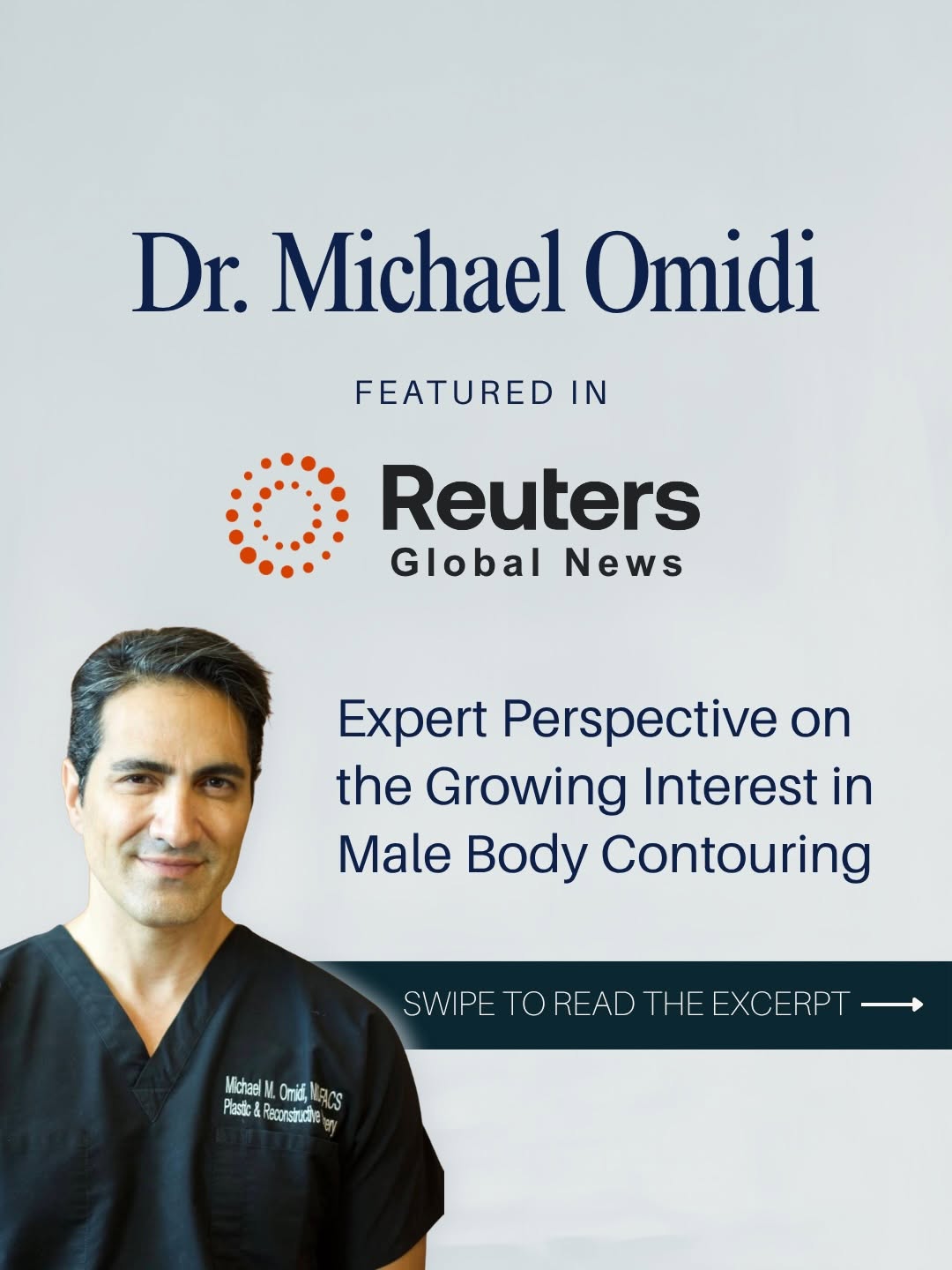 Instagram post by Dr. Michael M. Omidi: Expertise, recognized on a global stage. Dr. Michael Omidi is featured in @reuters Global News, sharing his perspective on the growing inter…