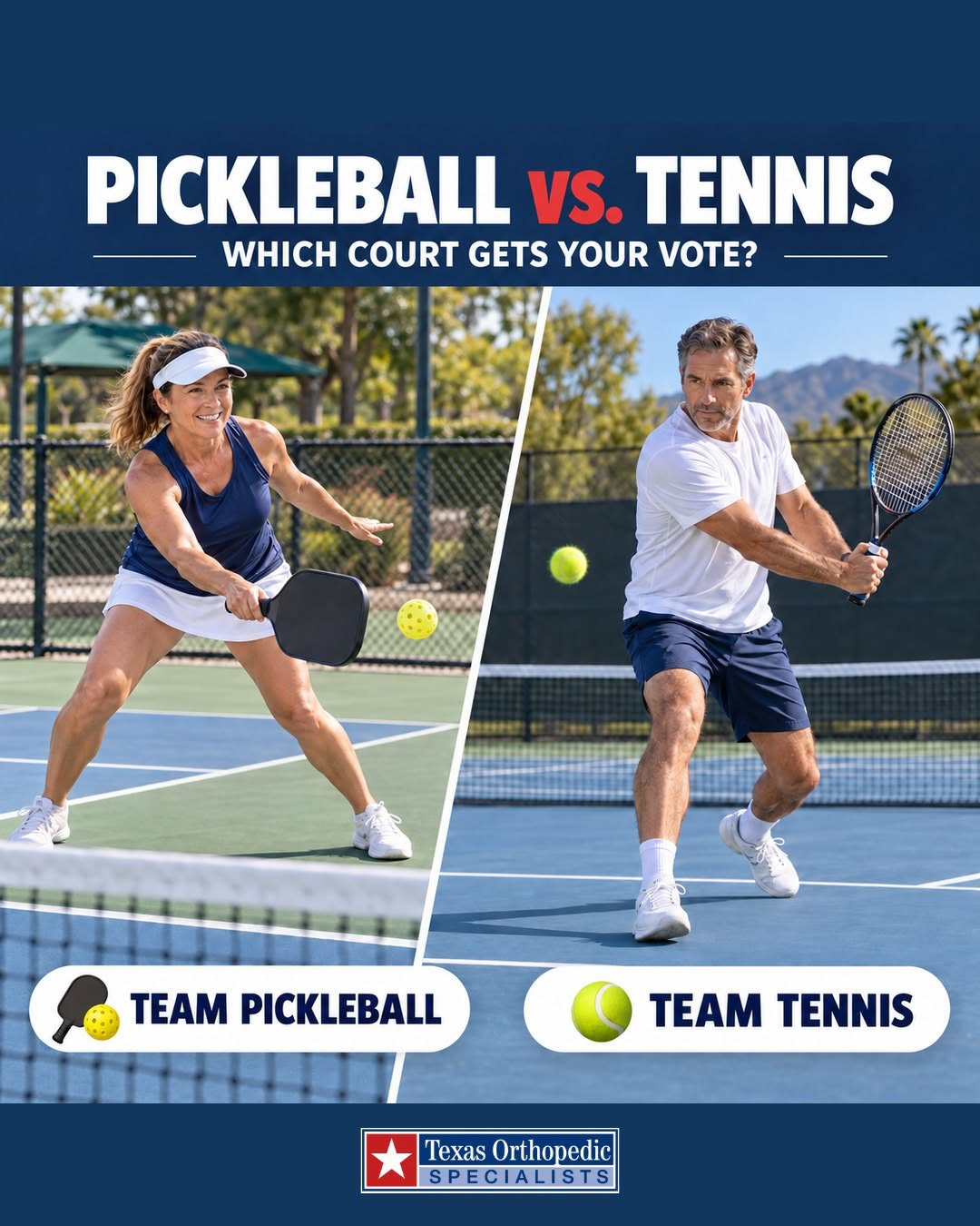Instagram post by Dr. Michael Nguyen: Different courts. Similar orthopedic injury risks. Quick stops, sudden pivots, repetitive swings and reaching for the ball can place stress …