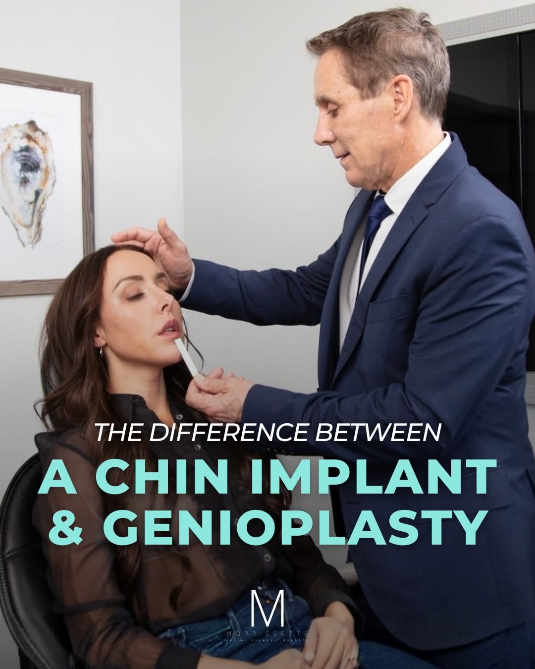 Instagram post by Dr. Michael P. Morrissette, DDS: Chin Implant or Genioplasty? 🤔 Both can enhance your profile, but they work in very different ways. A chin implant adds structure and proje…