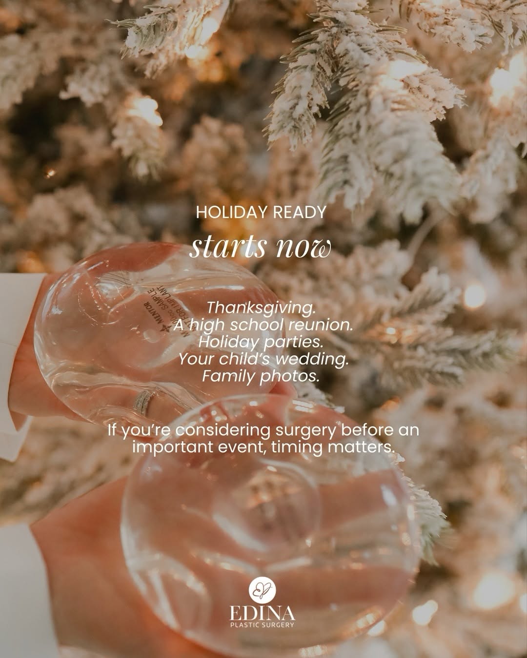 Instagram post by Dr. Michael Philbin: Planning surgery around a major event is about more than asking when you can go back to work. At Edina Plastic Surgery, we want to know what…