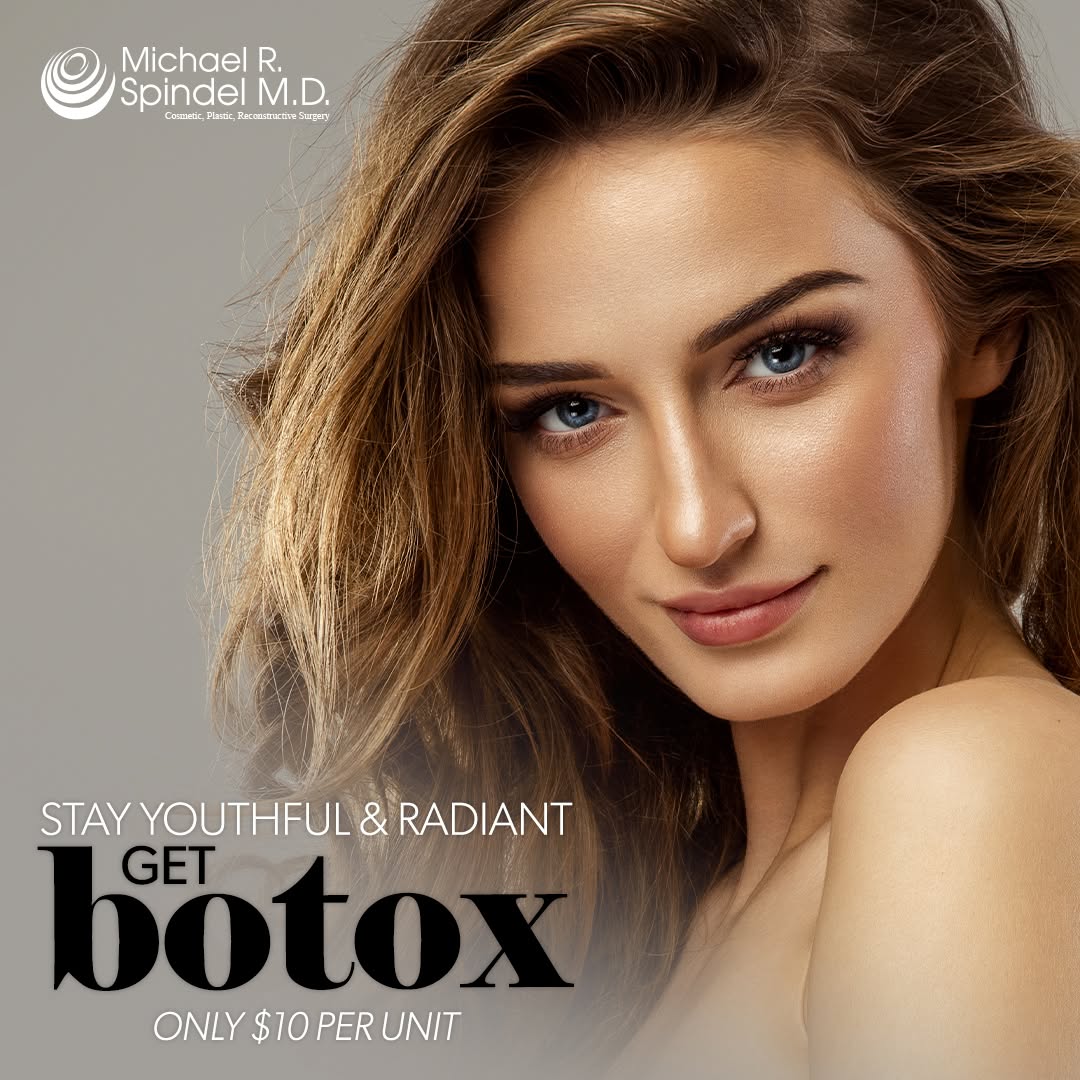 Instagram post by Dr. Michael Roy Spindel: Keep yourself looking youthful and radiant - Get Botox! At just $10 per unit, why not give Botox a try? Reach out to us if you have any ques…