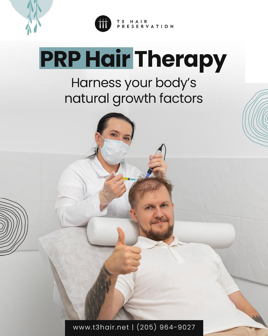 Instagram post by Dr. Michael S. Beckenstein: PRP therapy uses your body’s own platelets to stimulate hair follicles and improve hair thickness. At T3 Hair Preservation, advanced PRP tec…