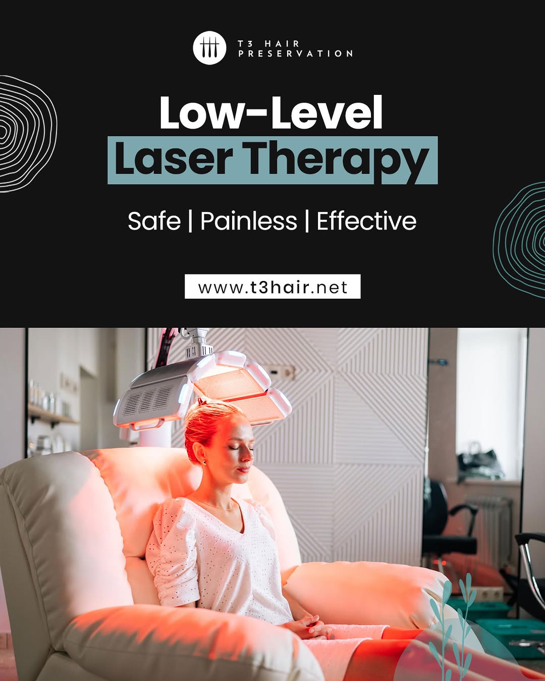 Instagram post by Dr. Michael S. Beckenstein: Laser therapy increases blood flow to the scalp, helping activate follicles and encourage thicker hair growth. This FDA-approved treatment i…