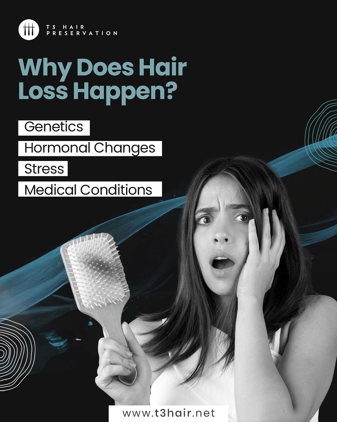 Instagram post by Dr. Michael S. Beckenstein: Hair loss can happen for many reasons, and understanding the cause is the first step toward the right solution. At T3 Hair Preservation, Dr.…