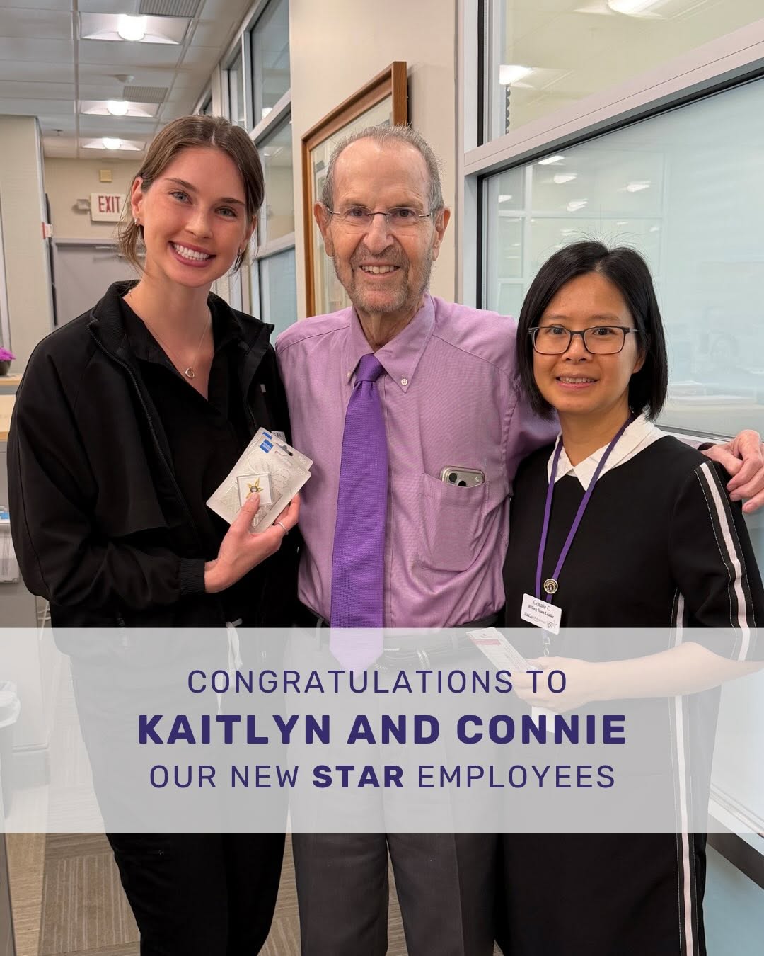 Instagram post by Dr. Michael S. Kaminer: Yesterday was a special day! Dr. Arndt announced the STAR employees of the year: 🌟 Connie, our billing team leader 🌟 Kaitlyn, one of our r…