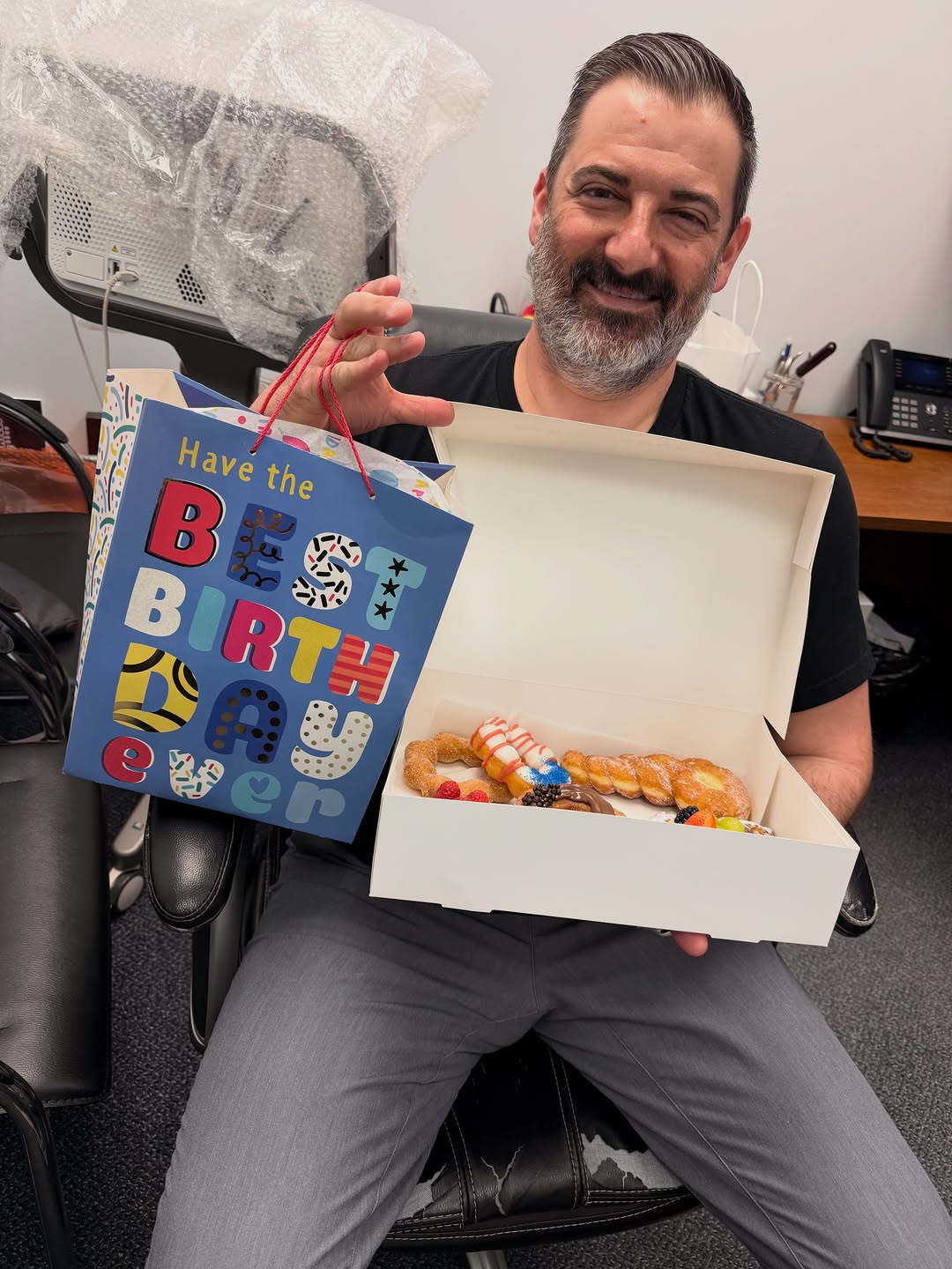 Instagram post by Dr. Michael Sheinis: 🎉 Happiest Birthday to the best boss aka Dr. S! 🥳🎂 Everyone join us in wishing Dr. Sheinis a day filled with happiness, laughter, and all…