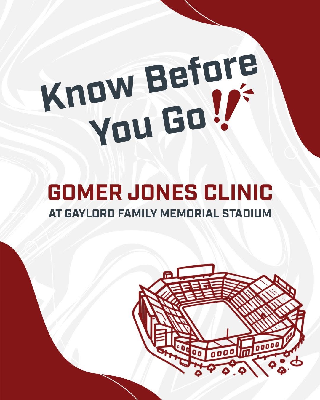 Instagram post by Dr. Michael Villano: Know before you go! 🏈 If you need medical assistance during an OU football game, visit the Norman Regional Gomer Jones First Aid Center, co…