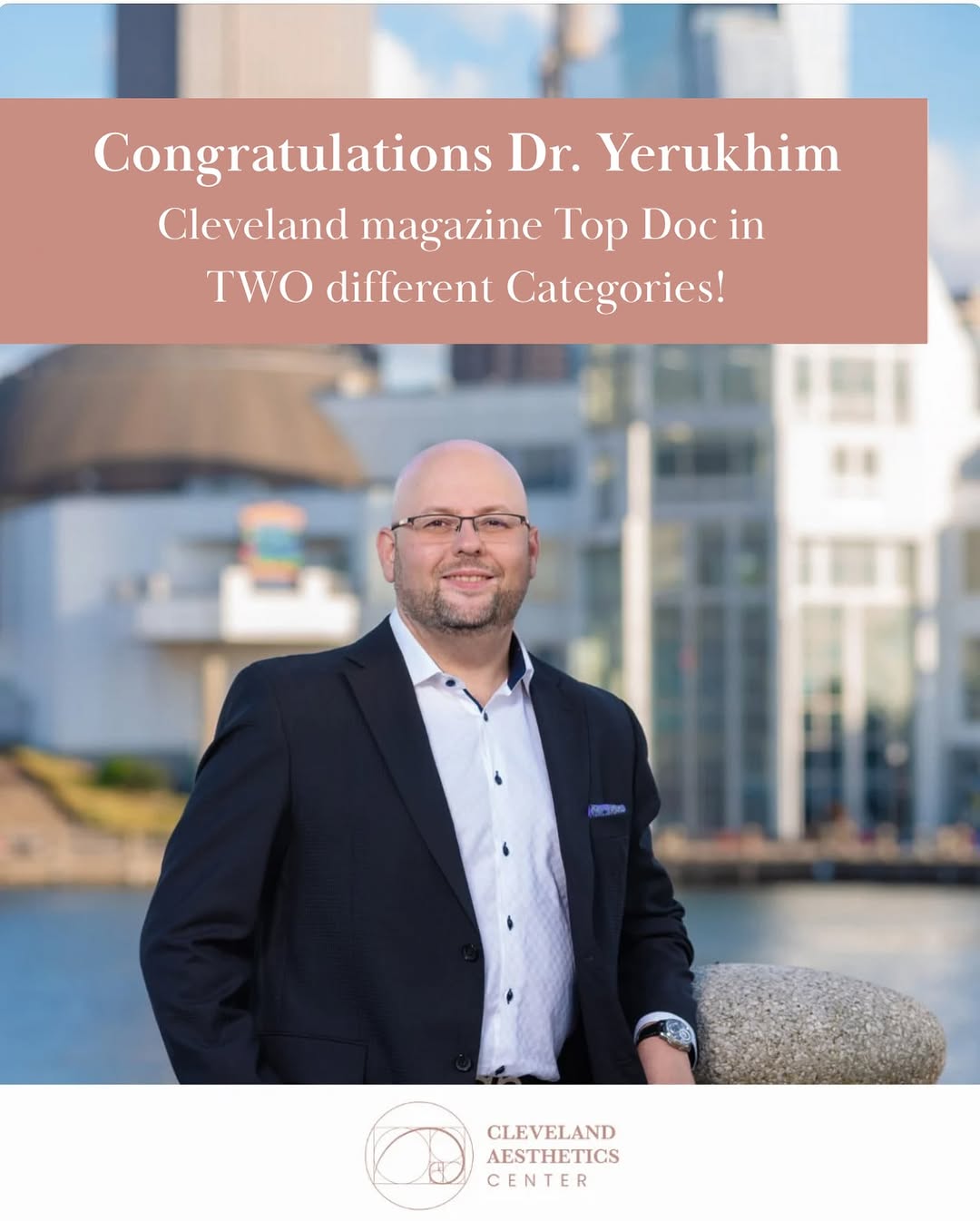 Instagram post by Dr. Michael Yerukhim: We’re so honored to announce that Dr. Yerukhim has, yet again, been named a Top Doctor by Cleveland Magazine— as voted by his peers, in TWO …