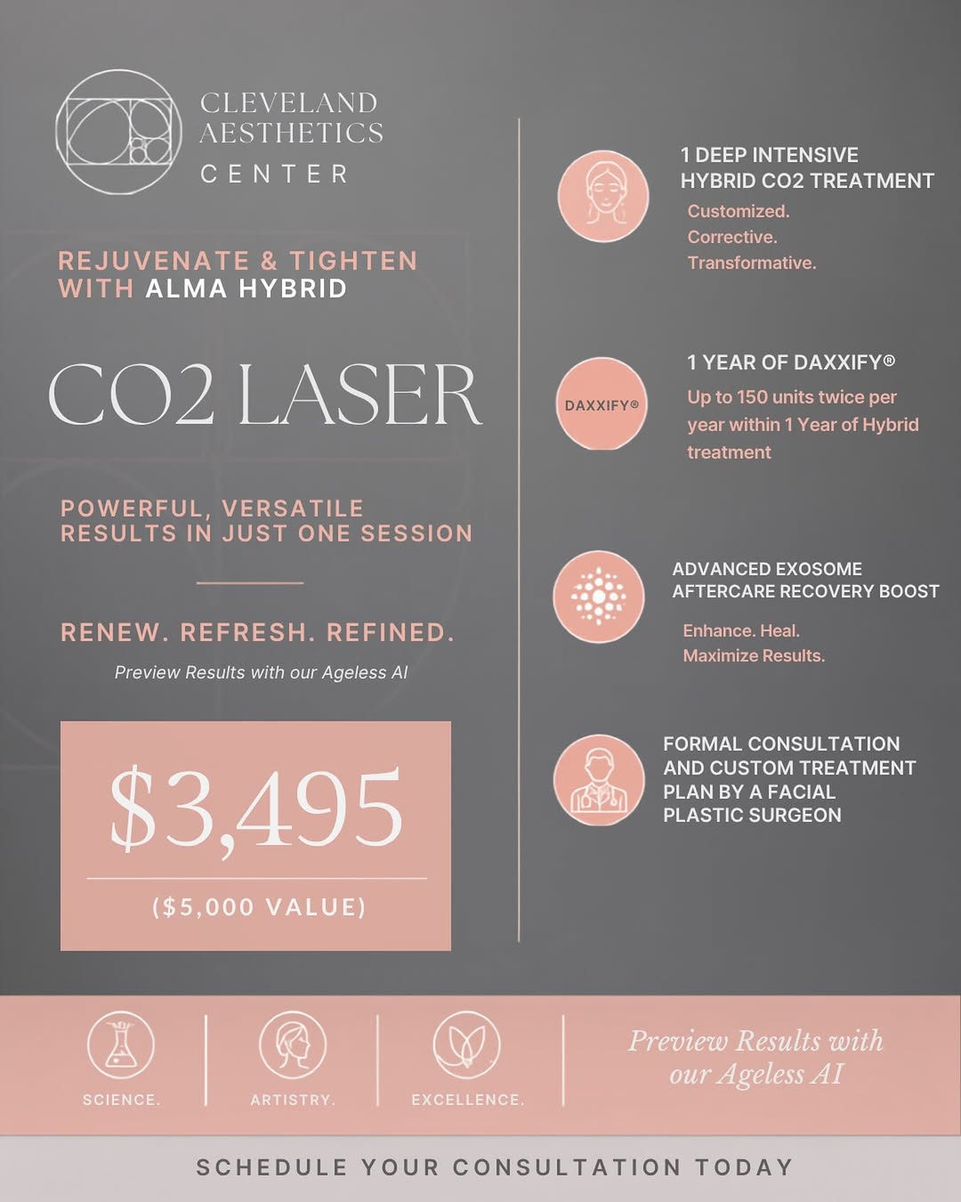Instagram post by Dr. Michael Yerukhim: ✨ REJUVENATE. TIGHTEN. TRANSFORM. ✨ Ready to take your skin to the next level? Our Alma Hybrid CO₂ Laser treatment delivers powerful, versat…