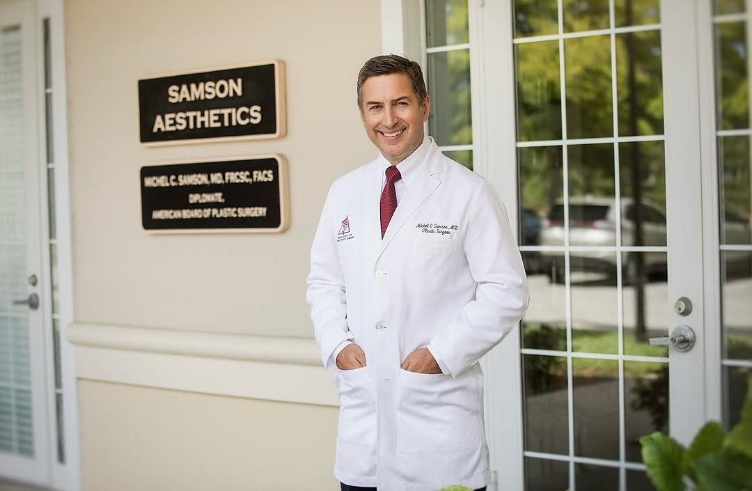 Instagram post by Dr. Michel C. Samson: Happy Thursday, Friends! Dr. Samson’s patients have kept him VERY busy this week with Facelifts; he’s in the OR again today doing #facelift …